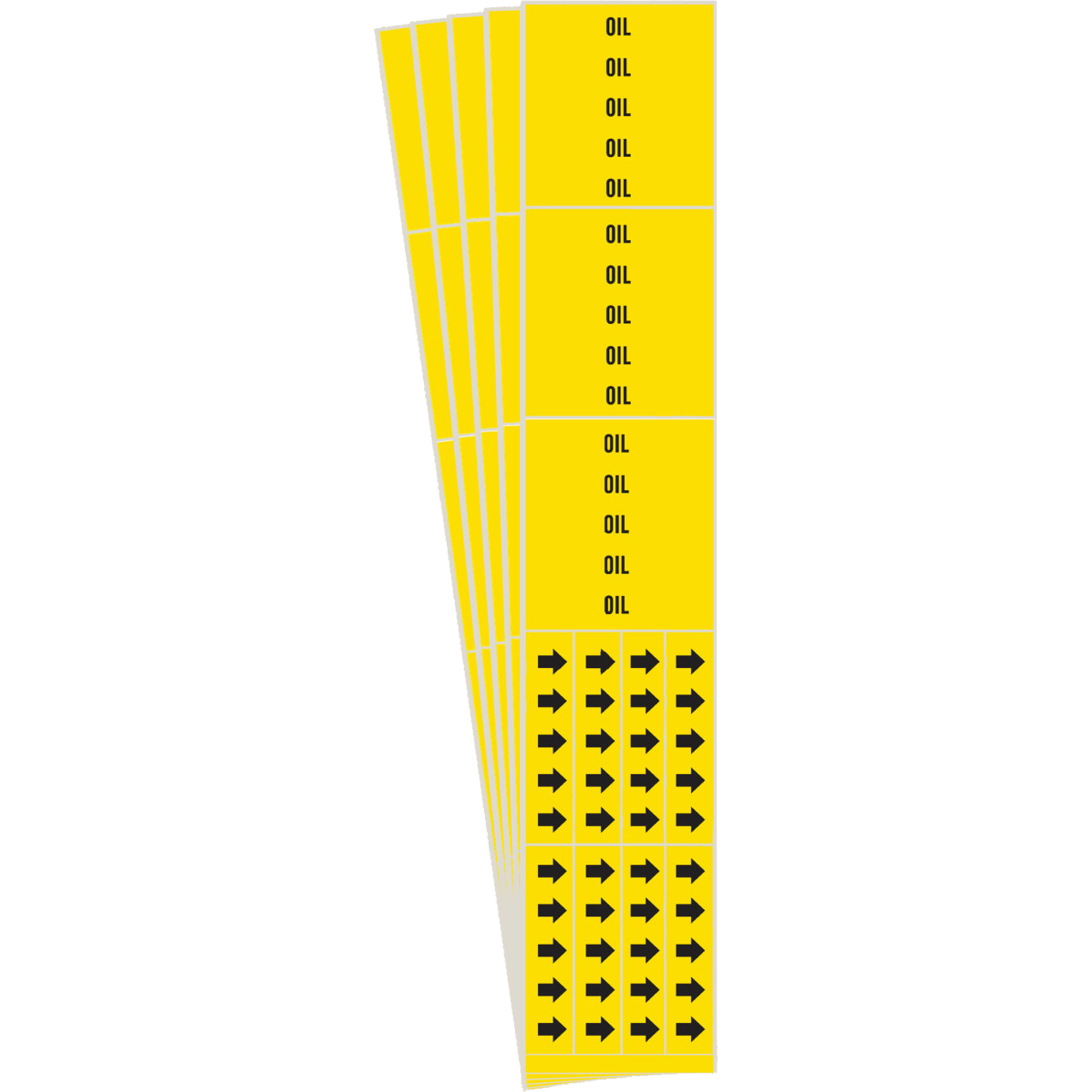Marqueurs de tuyau «Oil», Autocollant, 2-1/4" h x 2-3/4" la, Noir sur jaune