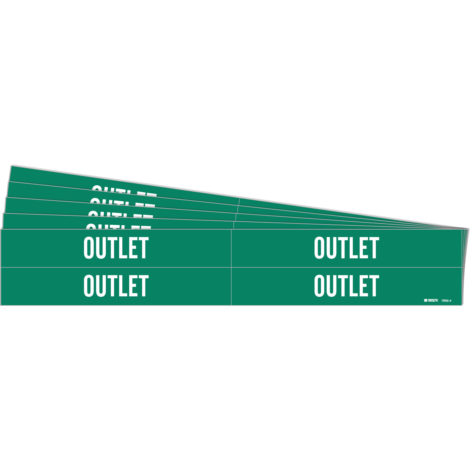 Marqueurs de tuyau «Outler», Autocollant, 1-1/8" h x 7" la, Blanc/vert