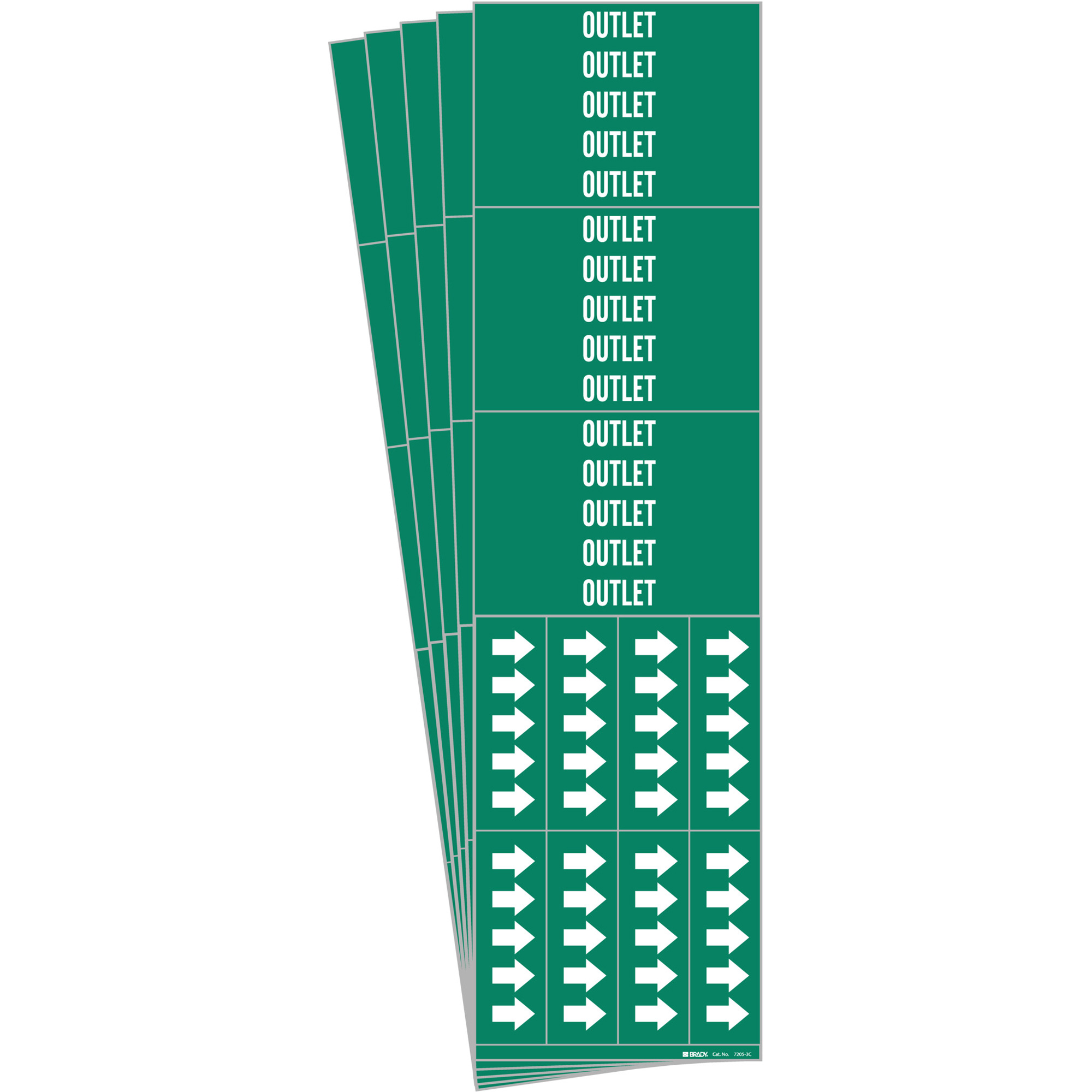Marqueurs de tuyau «Outlet», Autocollant, 2-1/4" h x 2-3/4" la, Blanc/vert