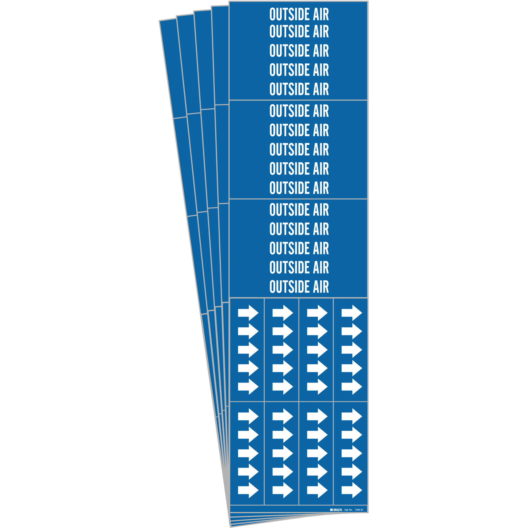 Marqueurs de tuyau «Outside Air», Autocollant, 2-1/4" h x 2-3/4" la, Blanc/bleu