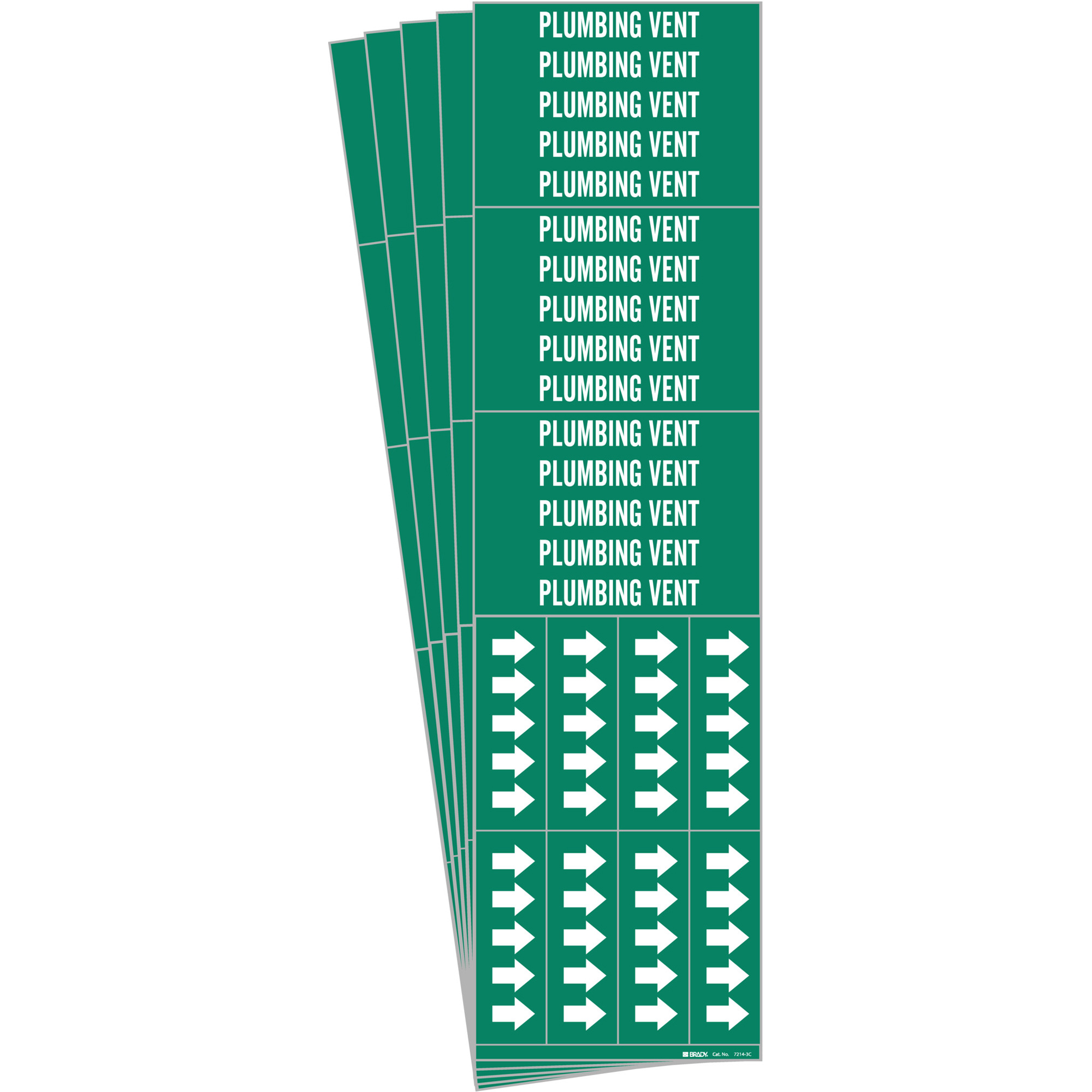 Marqueurs de tuyau «Plumbing Vent», Autocollant, 1-1/8" h x 7" la, Blanc/vert