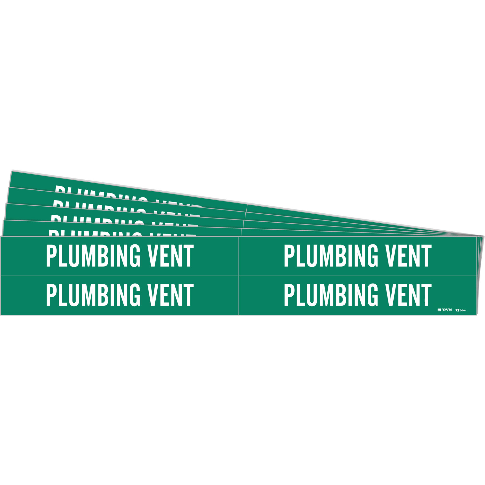 Marqueurs de tuyau «Plumbing Vent», Autocollant, 1-1/8" h x 7" la, Blanc/vert