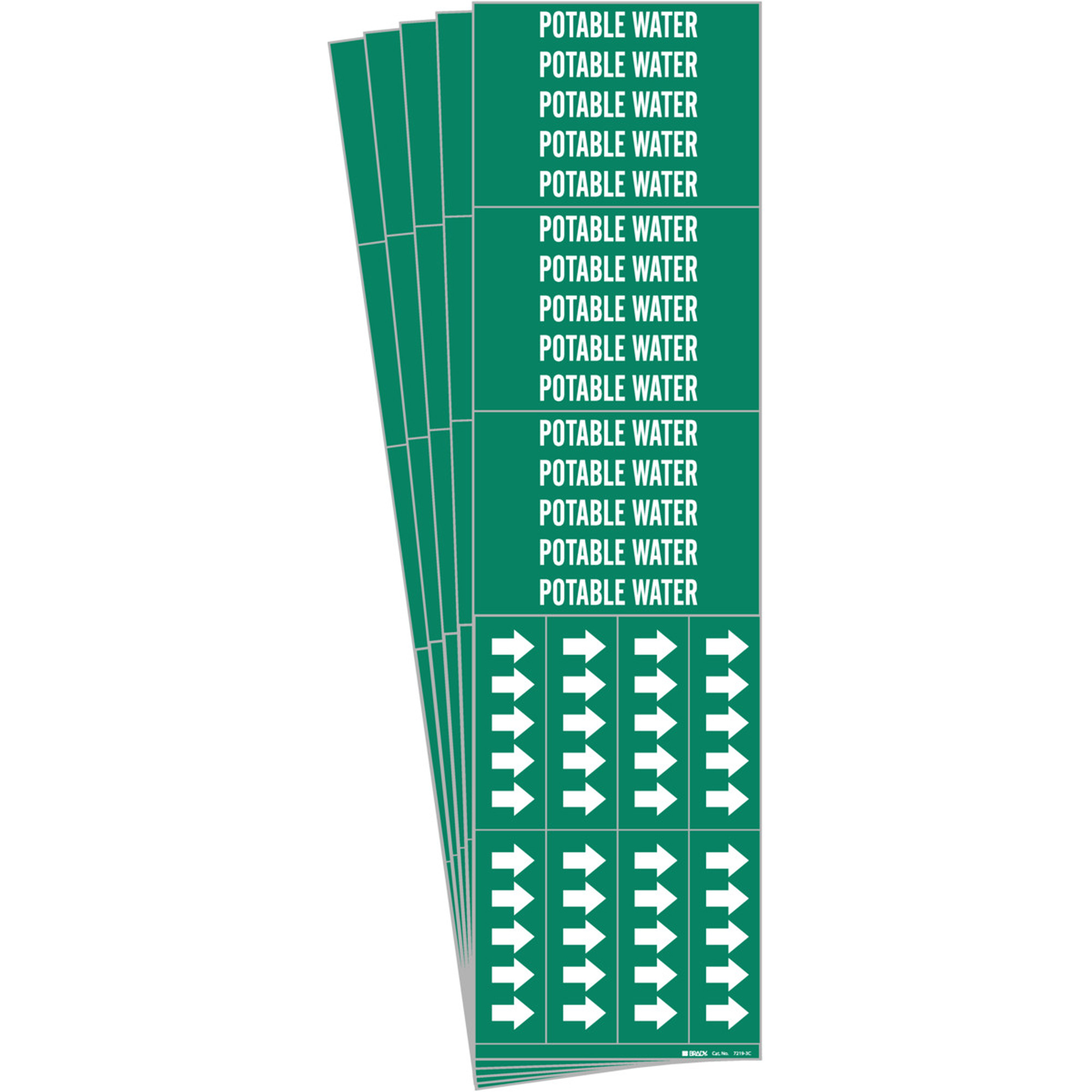 Marqueurs de tuyau «Potable Water», Autocollant, 2-1/4" h x 2-3/4" la, Blanc/vert