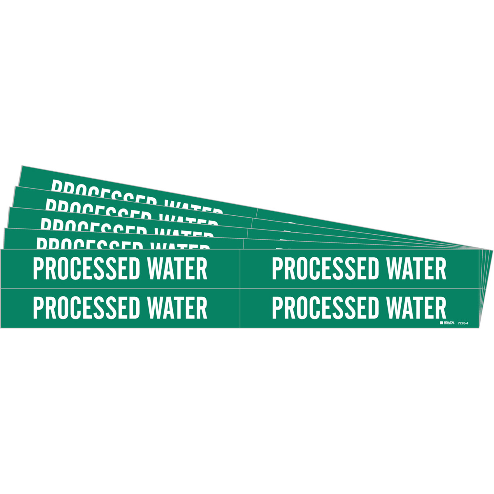 Marqueurs de tuyau «Processed Water», Autocollant, 1-1/8" h x 7" la, Blanc/vert