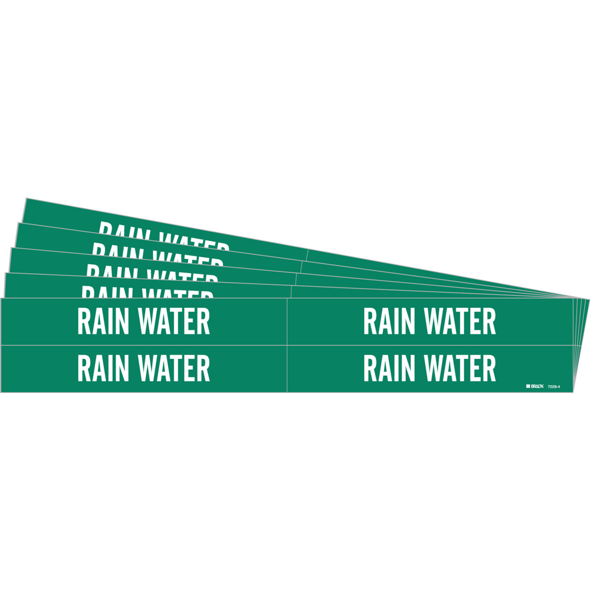 Marqueurs de tuyau «Rain Water», Autocollant, 1-1/8" h x 7" la, Blanc/vert