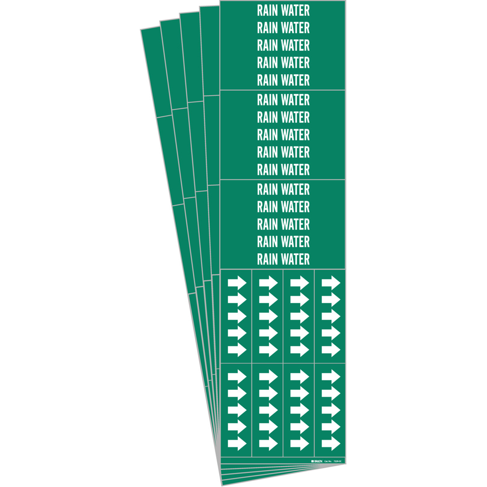 Marqueurs de tuyau «Rain Water», Autocollant, 2-1/4" h x 2-3/4" la, Blanc/vert