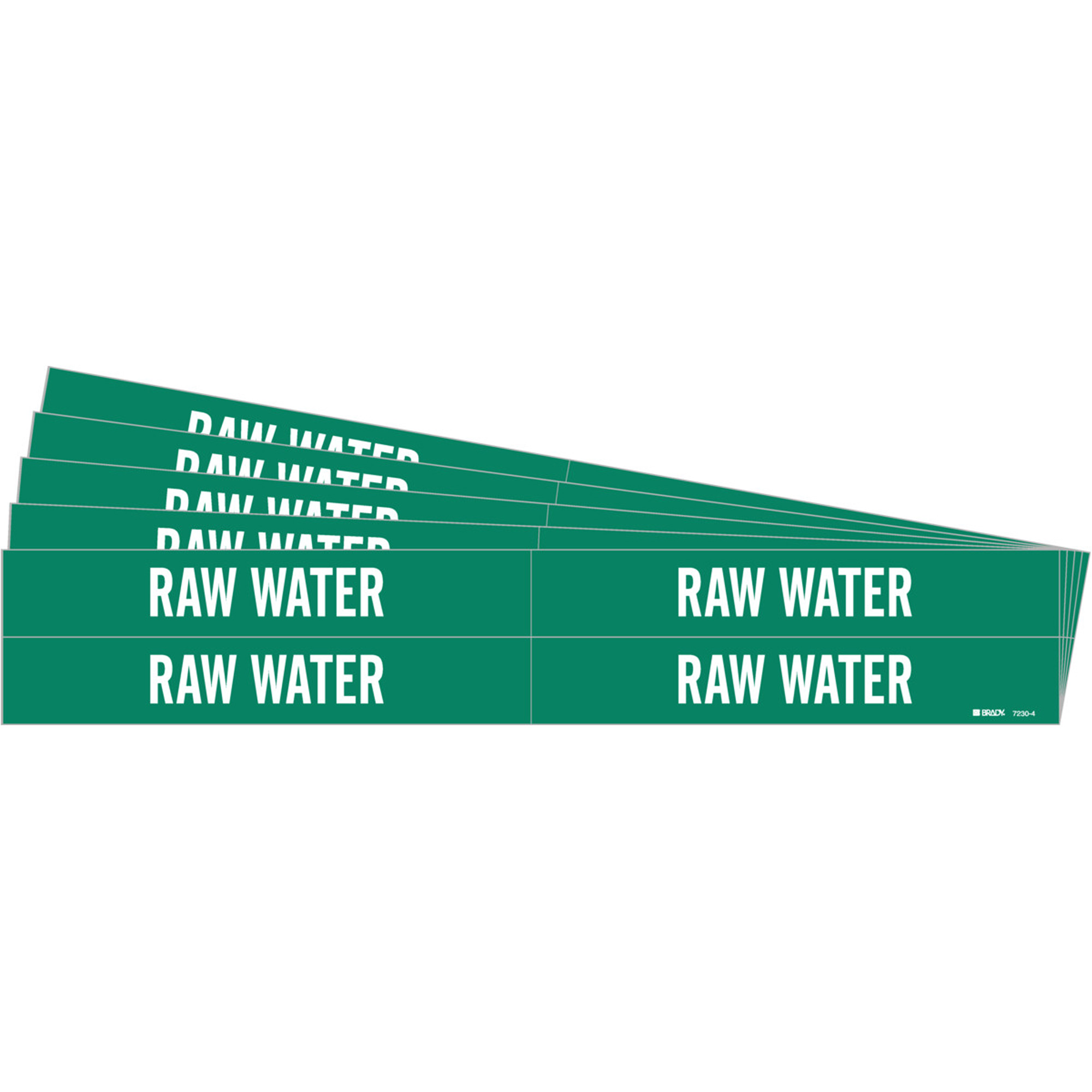 Marqueurs de tuyau «Raw Water», Autocollant, 1-1/8" h x 7" la, Blanc/vert