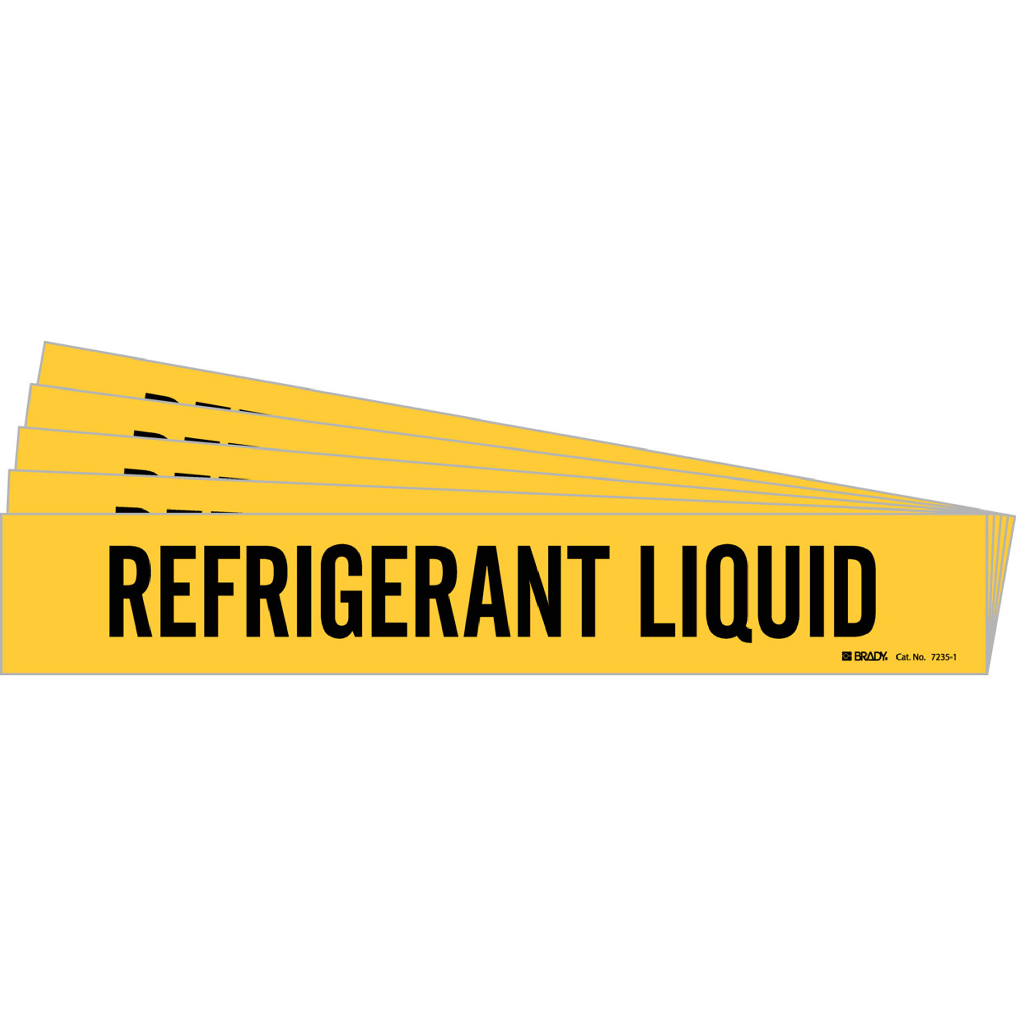 Marqueurs de tuyau "Refrigerant Liquid", Autocollant, 2-1/4" h x 14" la, Noir sur jaune