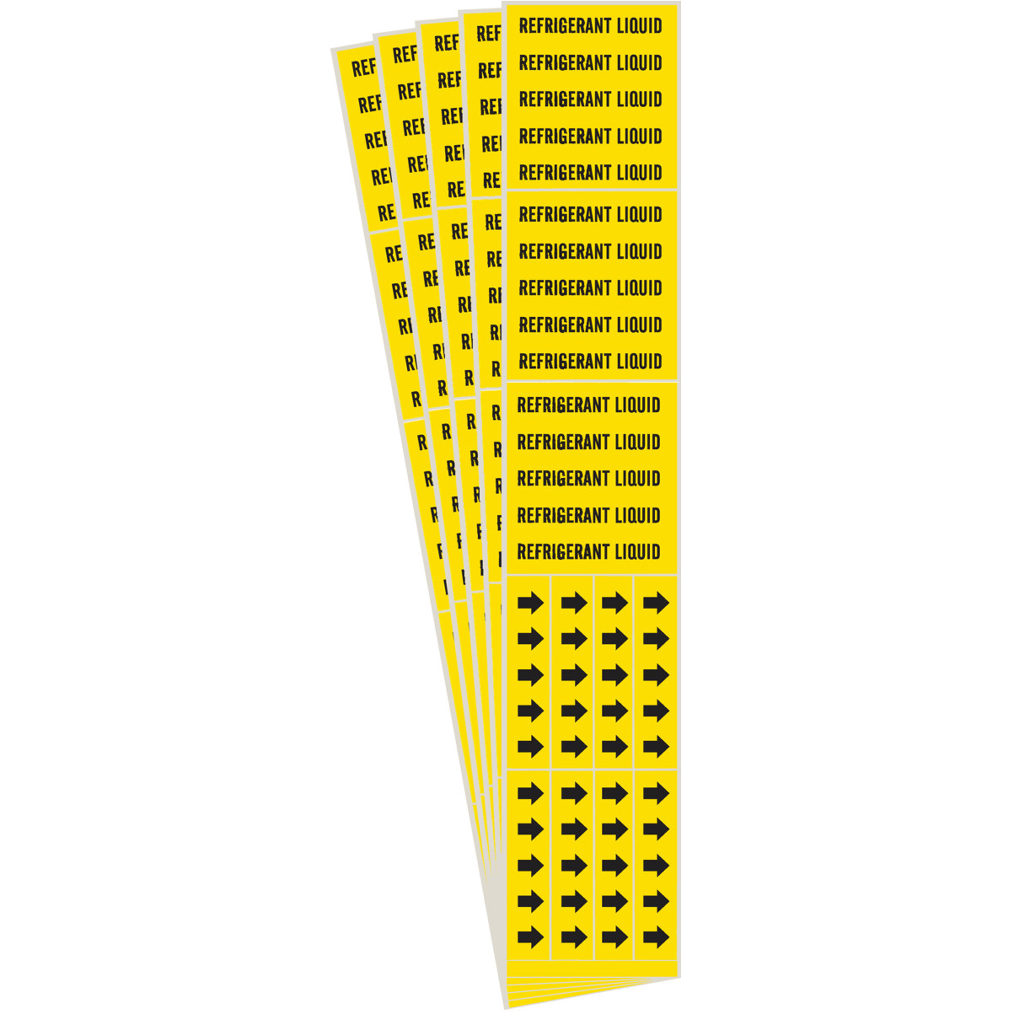 Marqueurs de tuyau «Refrigerant Liquid», Autocollant, 2-1/4" h x 2-3/4" la, Noir sur jaune
