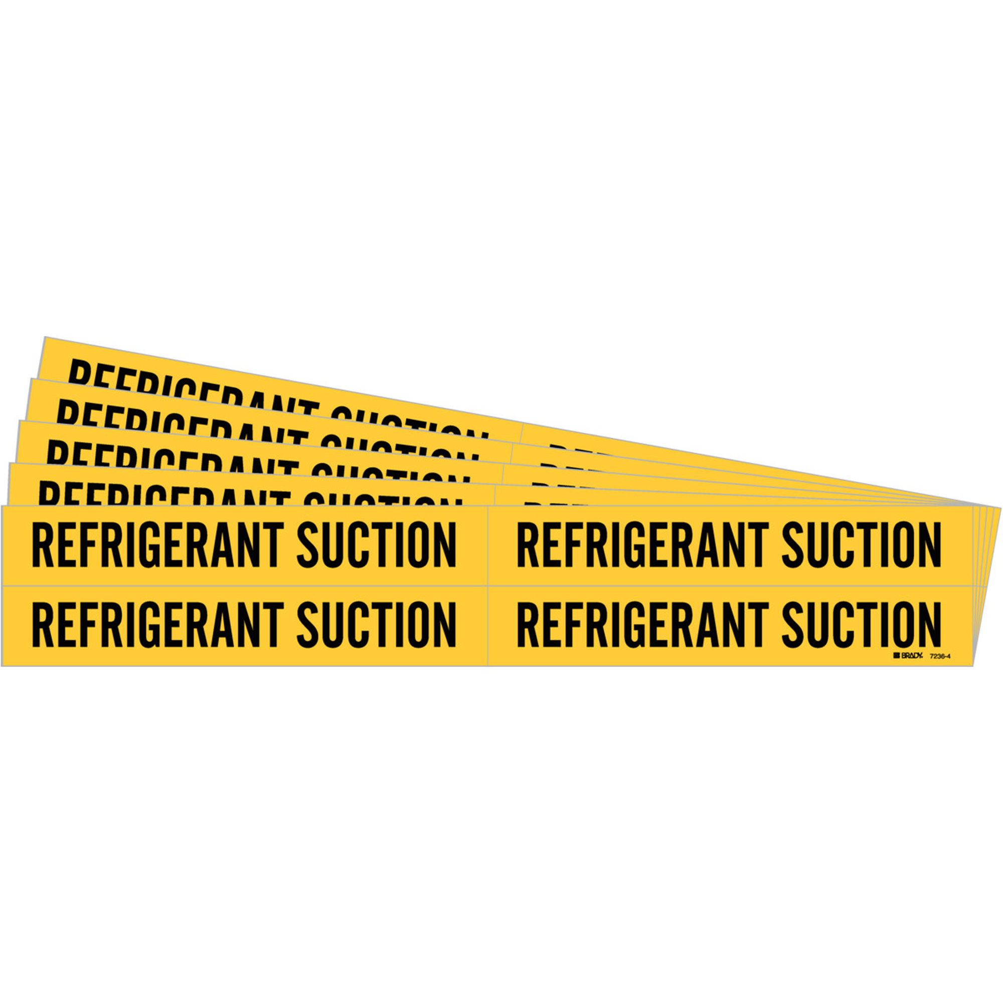 Marqueurs de tuyau «Refrigerant Suction», Autocollant, 1-1/8" h x 7" la, Noir sur jaune