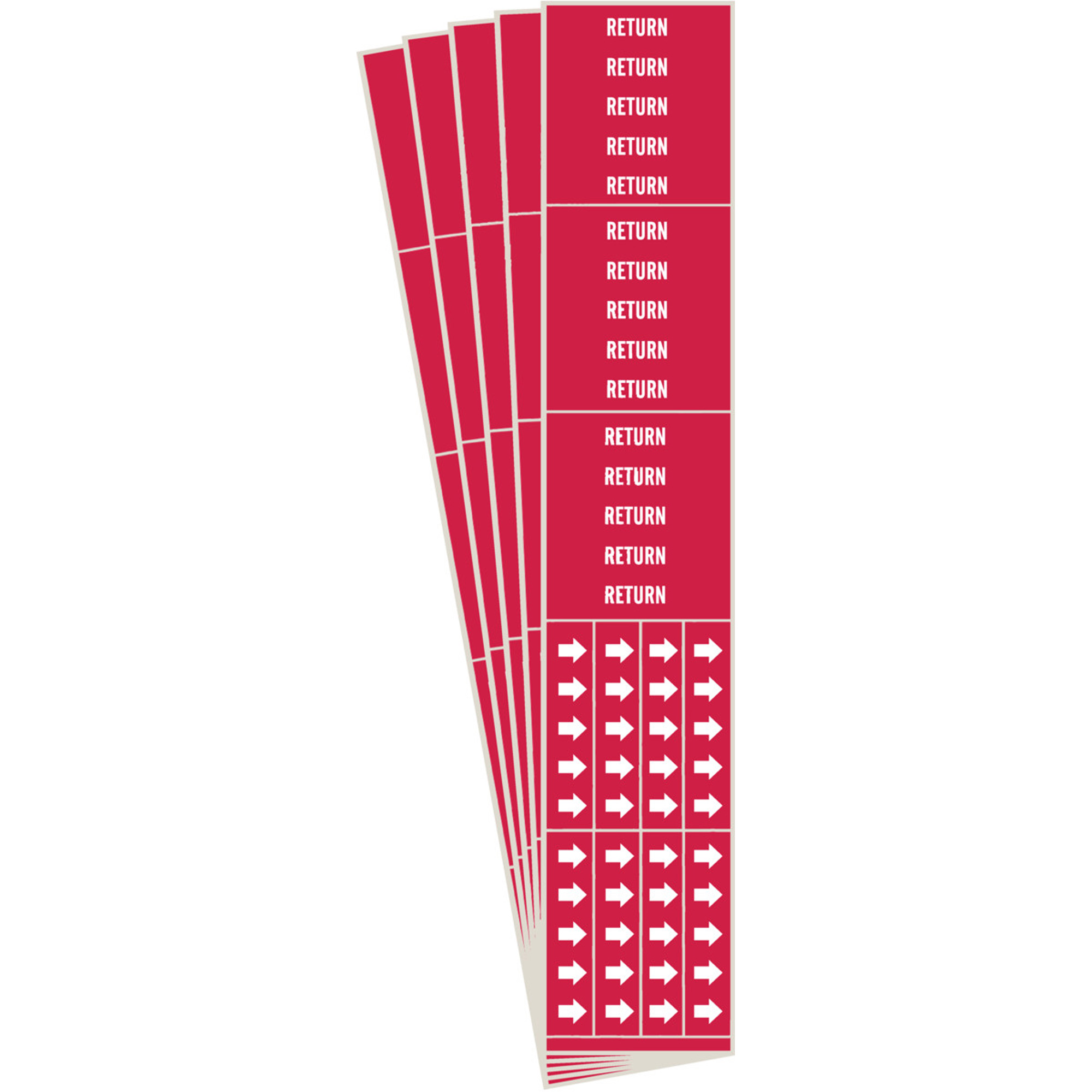 Marqueurs de tuyau «Return», Autocollant, 2-1/4" h x 2-3/4" la, Blanc/rouge