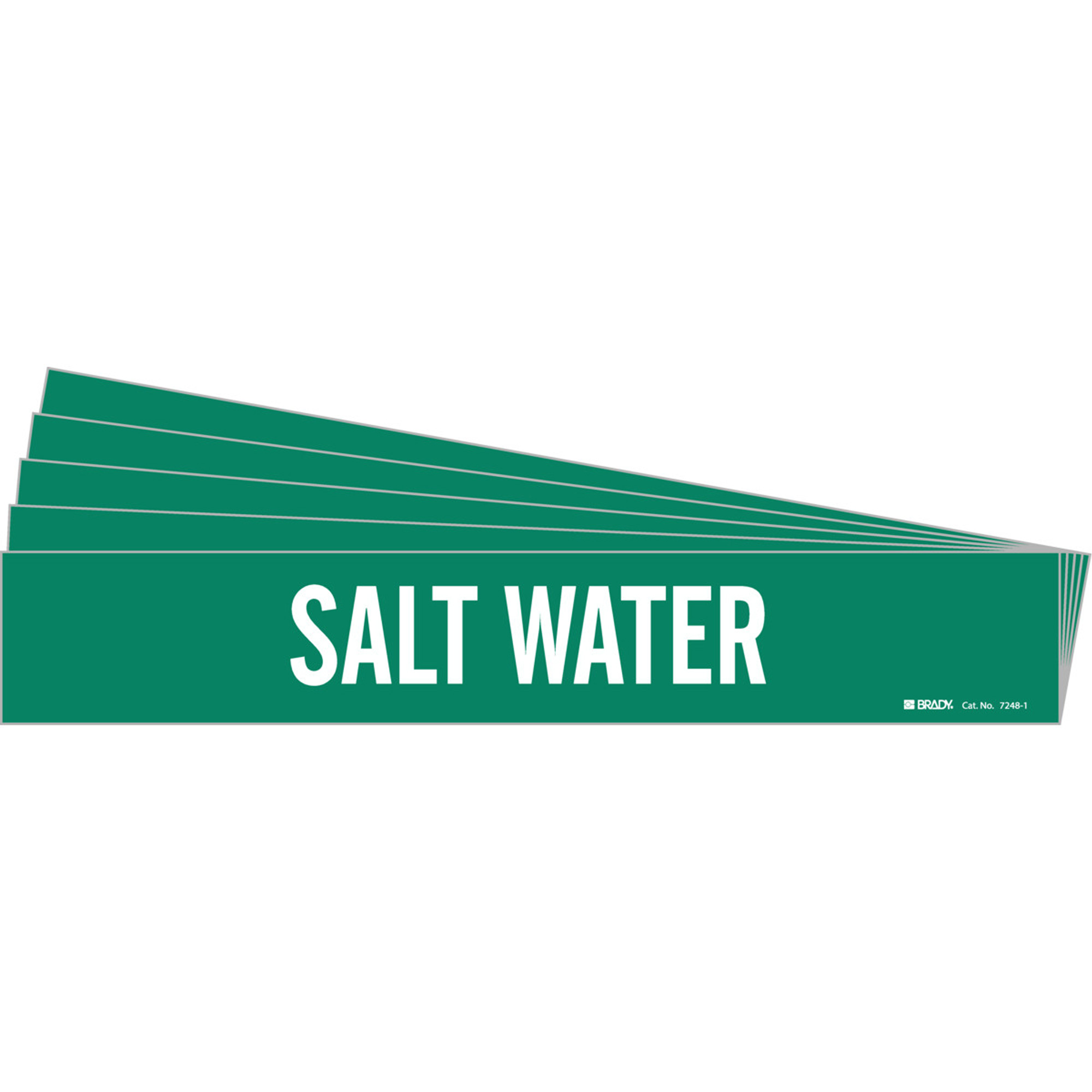 Marqueurs de tuyau «Salt Water», Autocollant, 2-1/4" h x 14" la, Blanc/vert