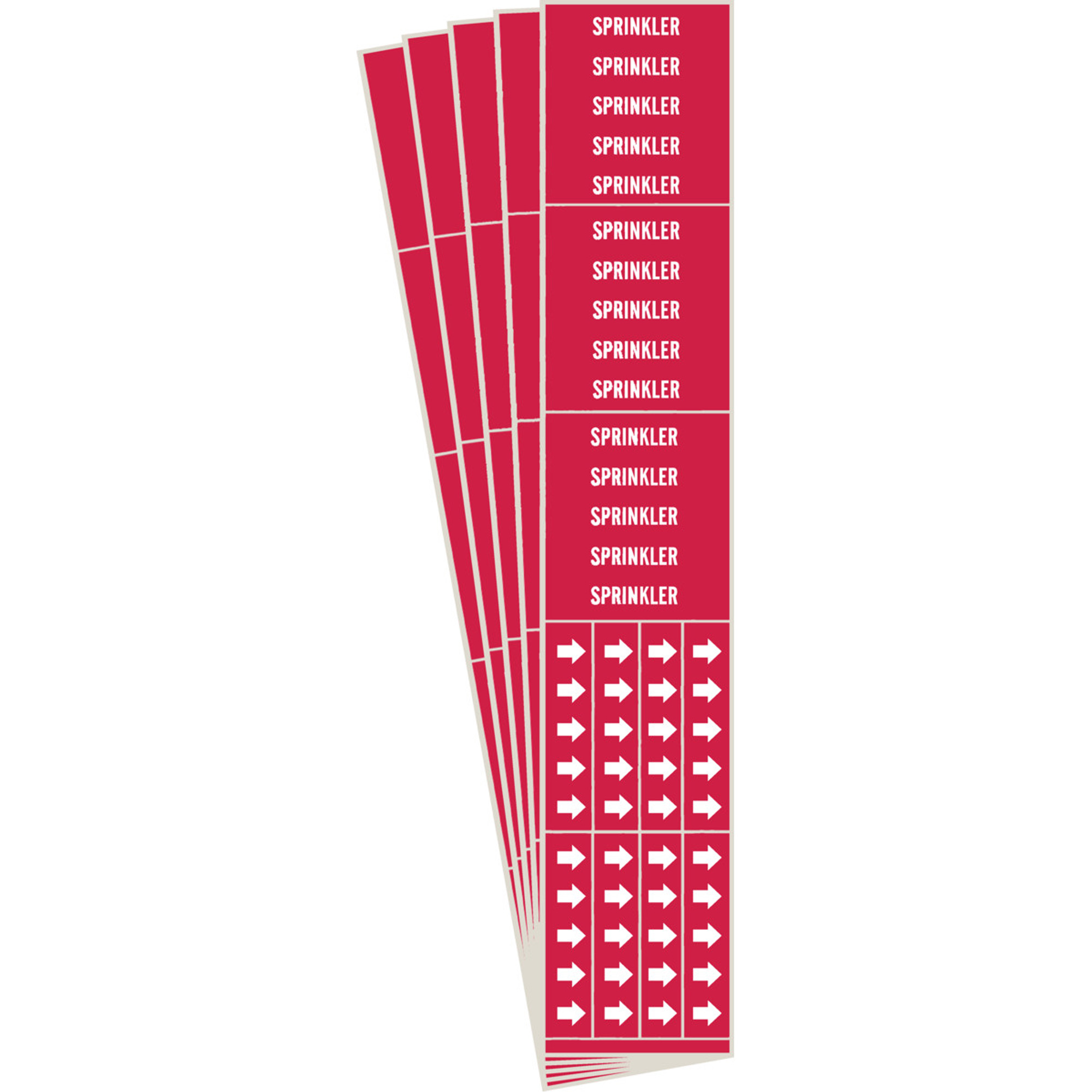 Marqueurs de tuyau «Sprinkler», Autocollant, 2-1/4" h x 2-3/4" la, Blanc/rouge