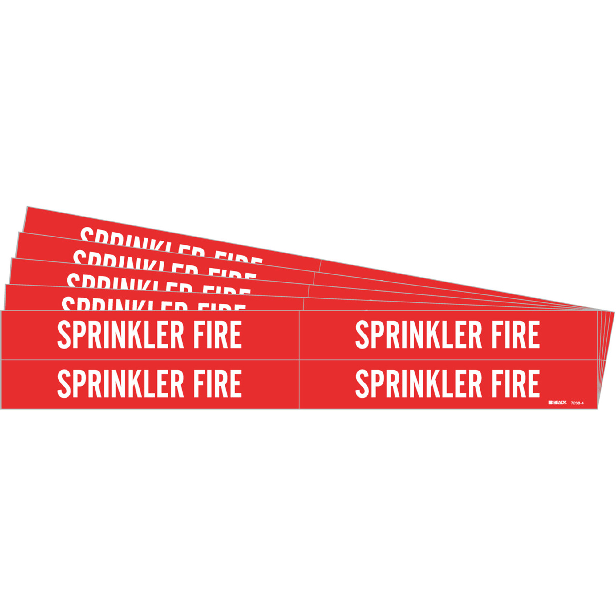 Marqueurs de tuyau «Sprinkler Fire», Autocollant, 1-1/8" h x 7" la, Blanc/rouge