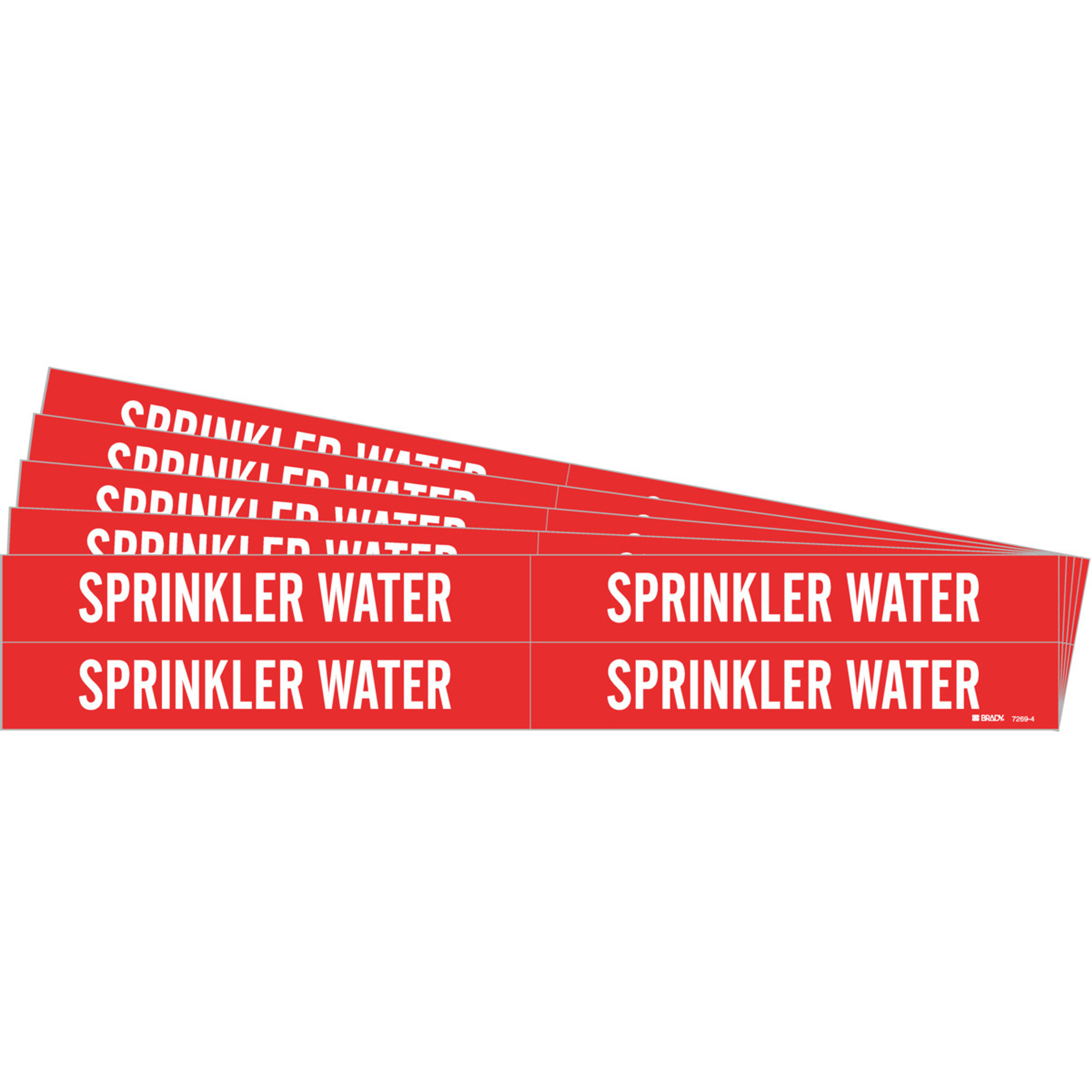 Marqueurs de tuyau «Sprinkler Water», Autocollant, 1-1/8" h x 7" la, Blanc/rouge