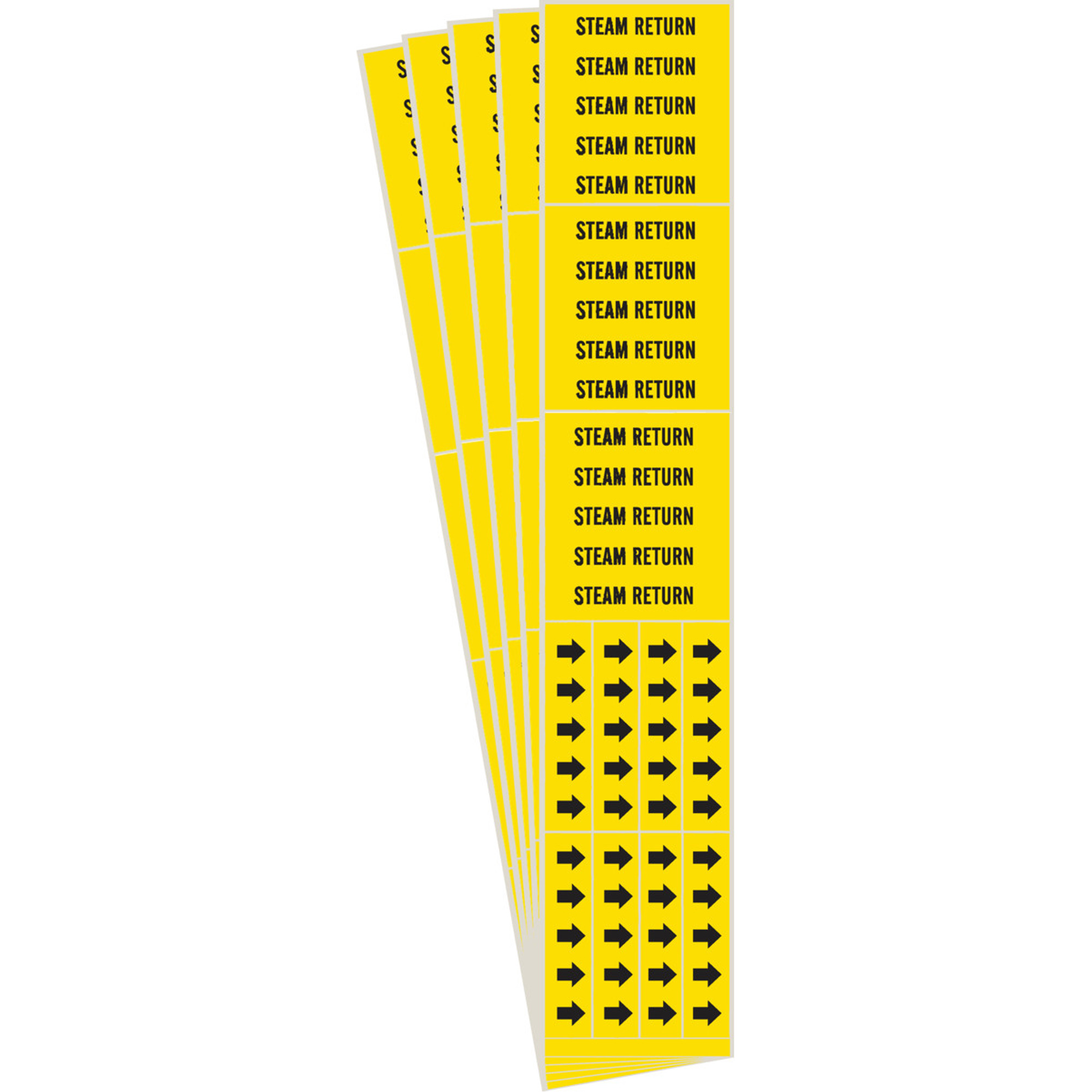 Marqueurs de tuyau «Steam Return», Autocollant, 2-1/4" h x 2-3/4" la, Noir sur jaune