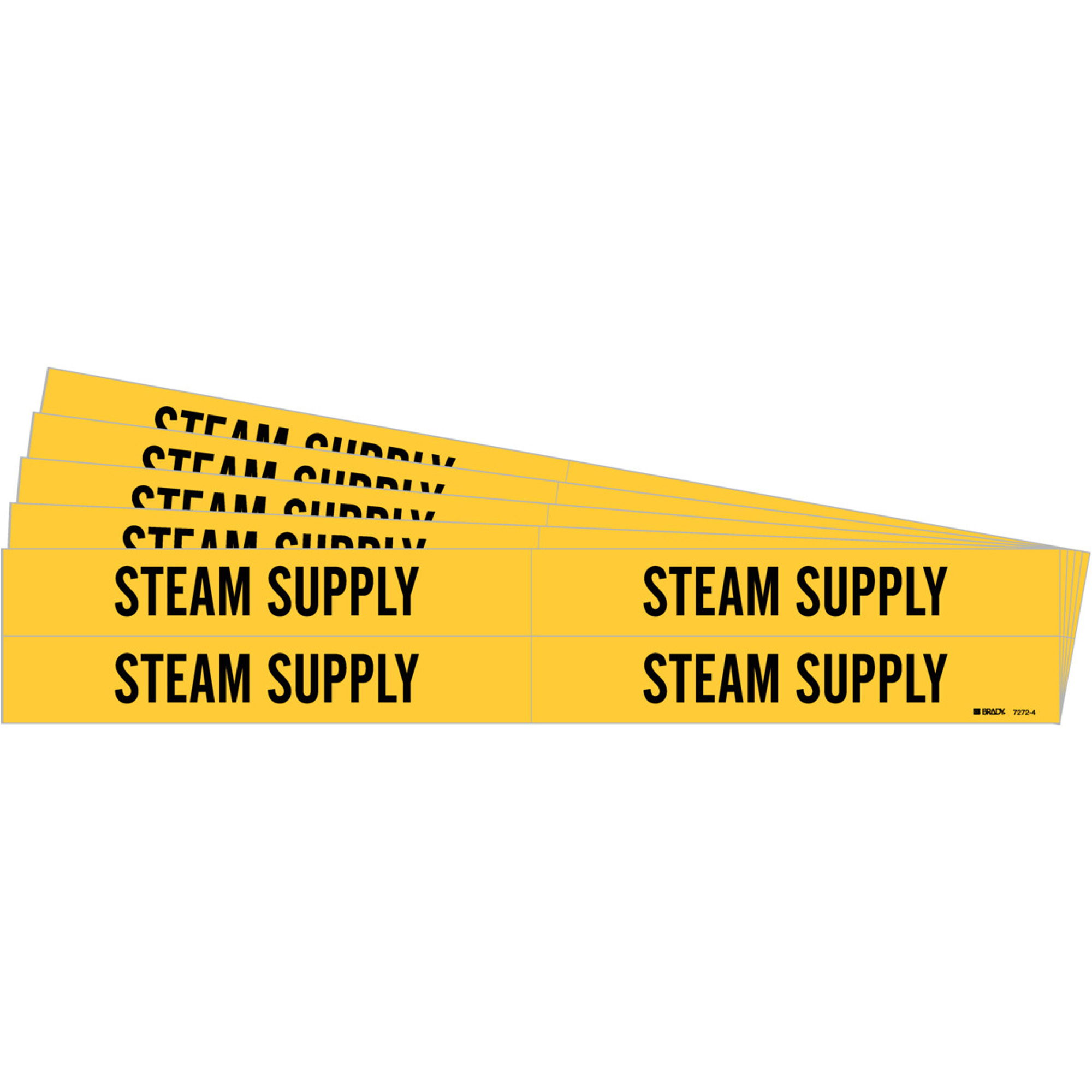 Marqueurs de tuyau "Steam Supply", Autocollant, 1-1/8" h x 7" la, Noir sur jaune
