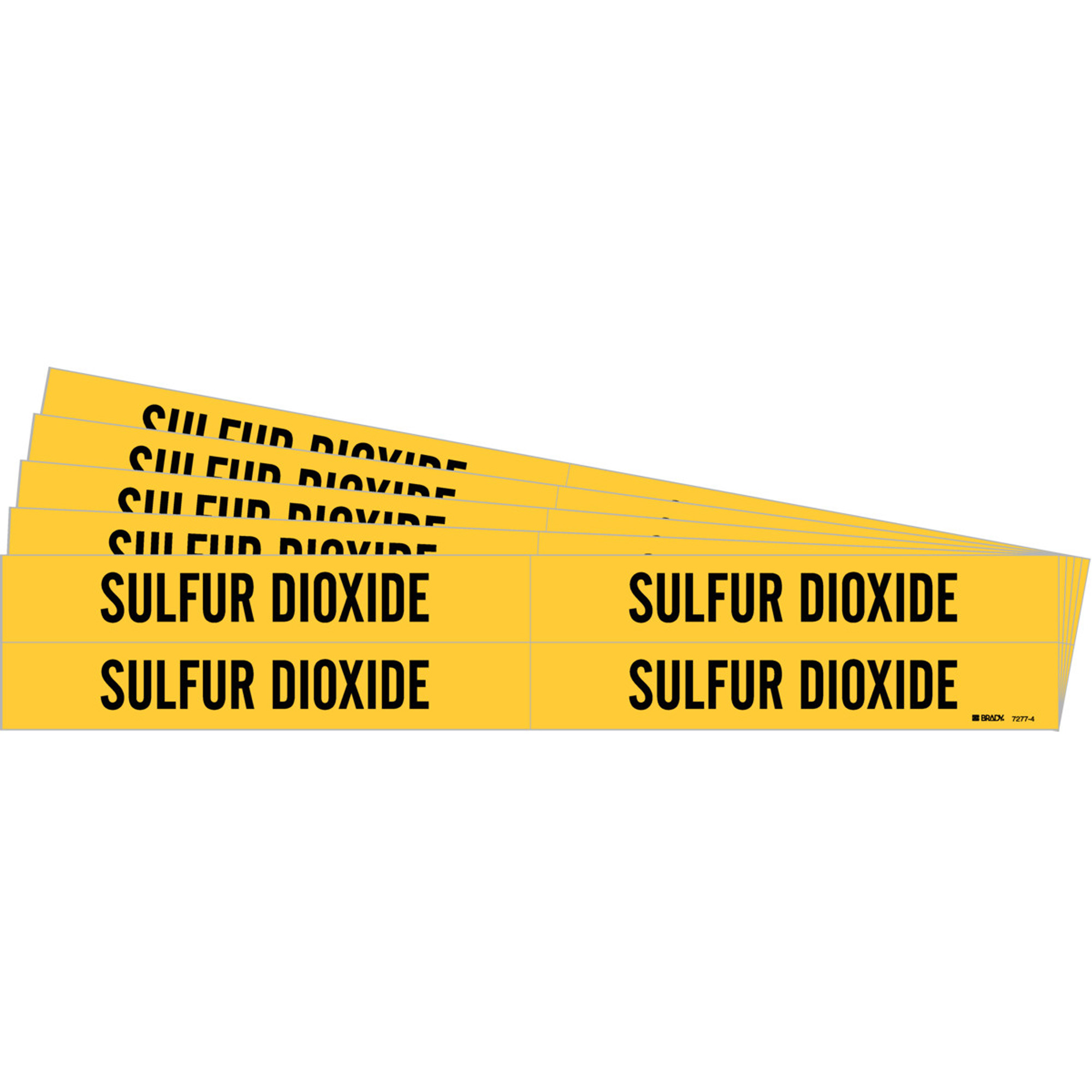 Marqueurs de tuyau «Sulfur Dioxide», Autocollant, 1-1/8" h x 7" la, Noir sur jaune