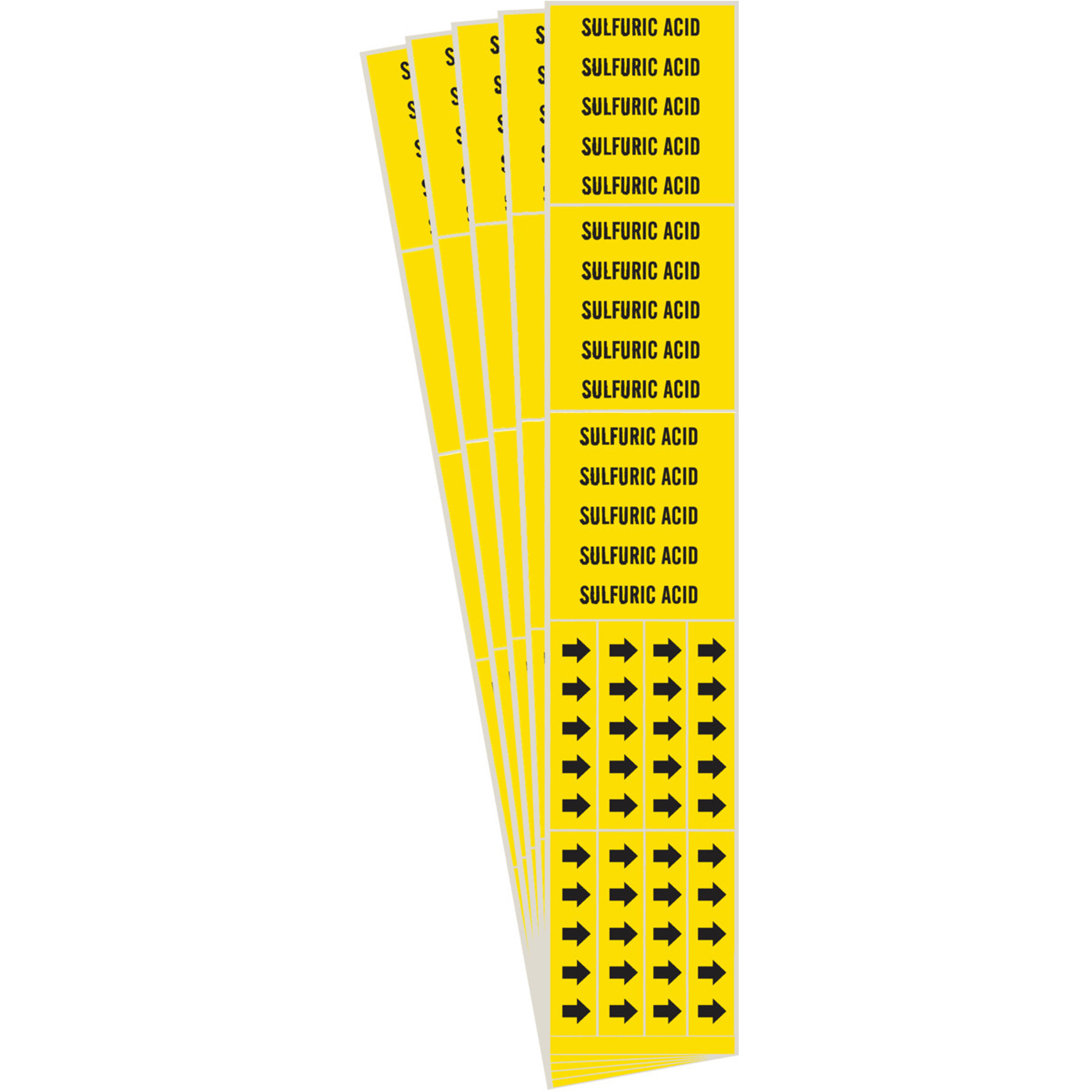 Marqueurs de tuyau «Sulfuric Acid», Autocollant, 3-1/4" h x 3-3/4" la, Noir sur jaune