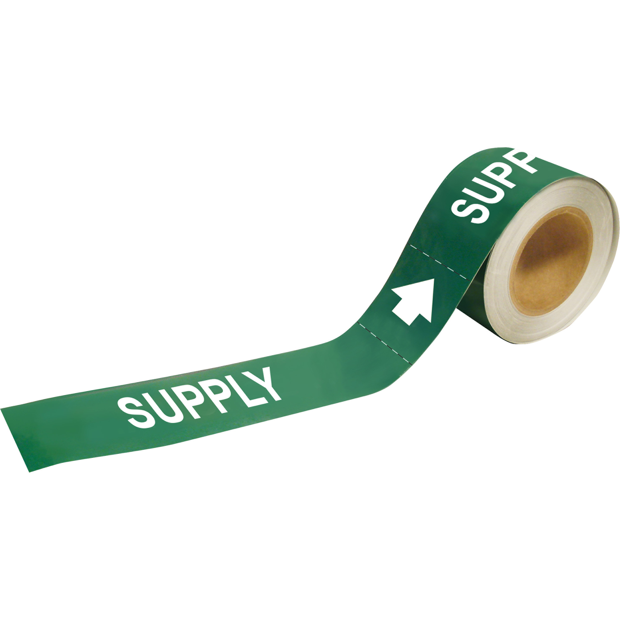Marqueurs de tuyau «Supply», Autocollant, 1" h x 8" la, Blanc/vert