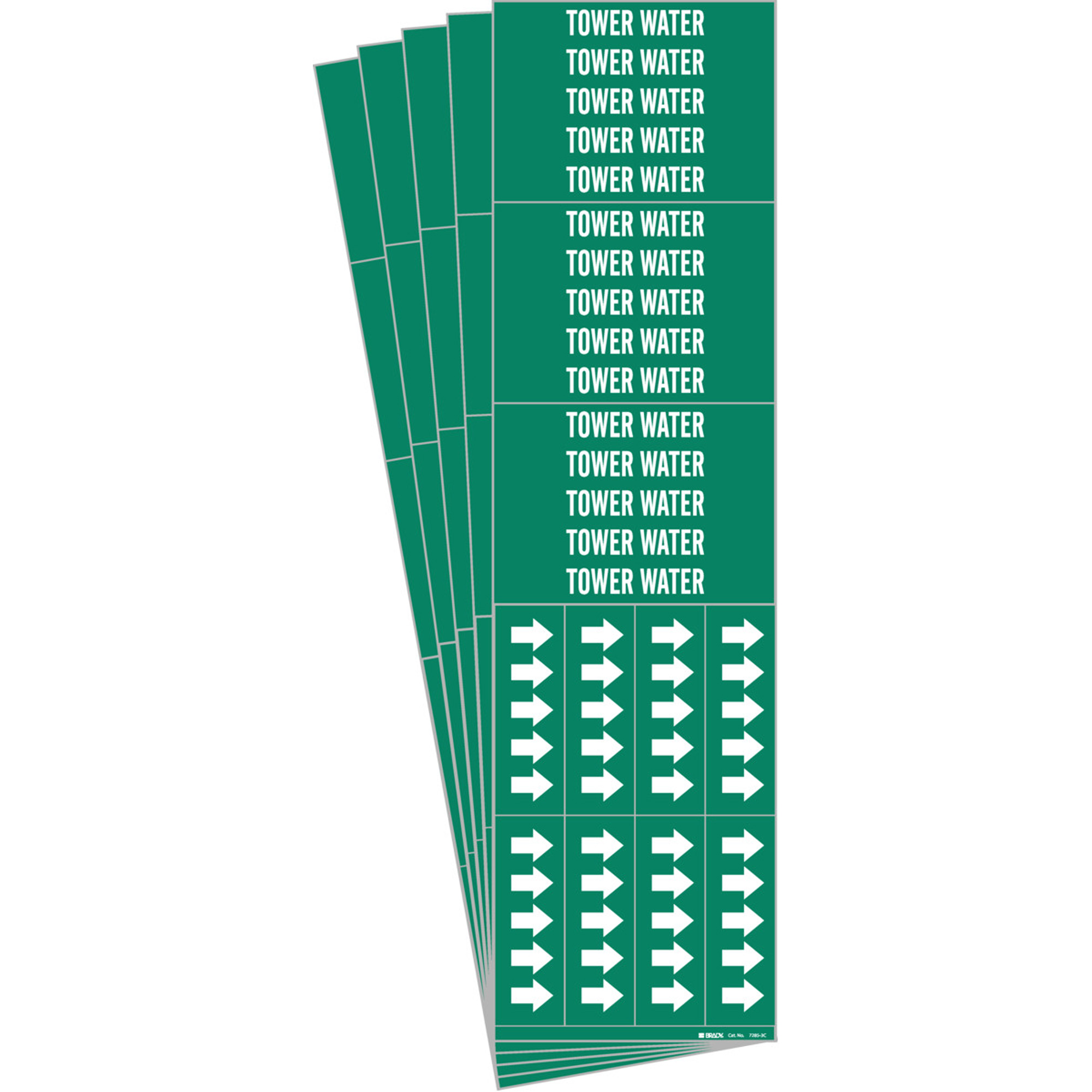 Marqueurs de tuyau «Tower Water», Autocollant, 2-1/4" h x 2-3/4" la, Blanc/vert