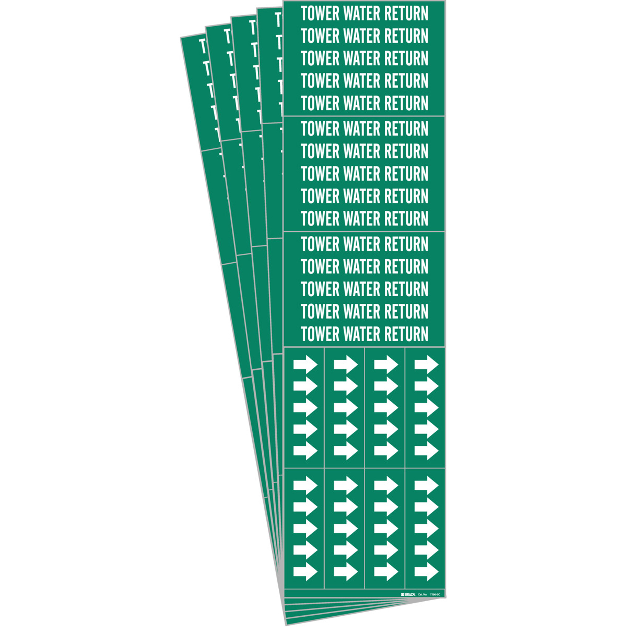 Marqueurs de tuyau «Tower Water Return», Autocollant, 2-1/4" h x 2-3/4" la, Blanc/vert