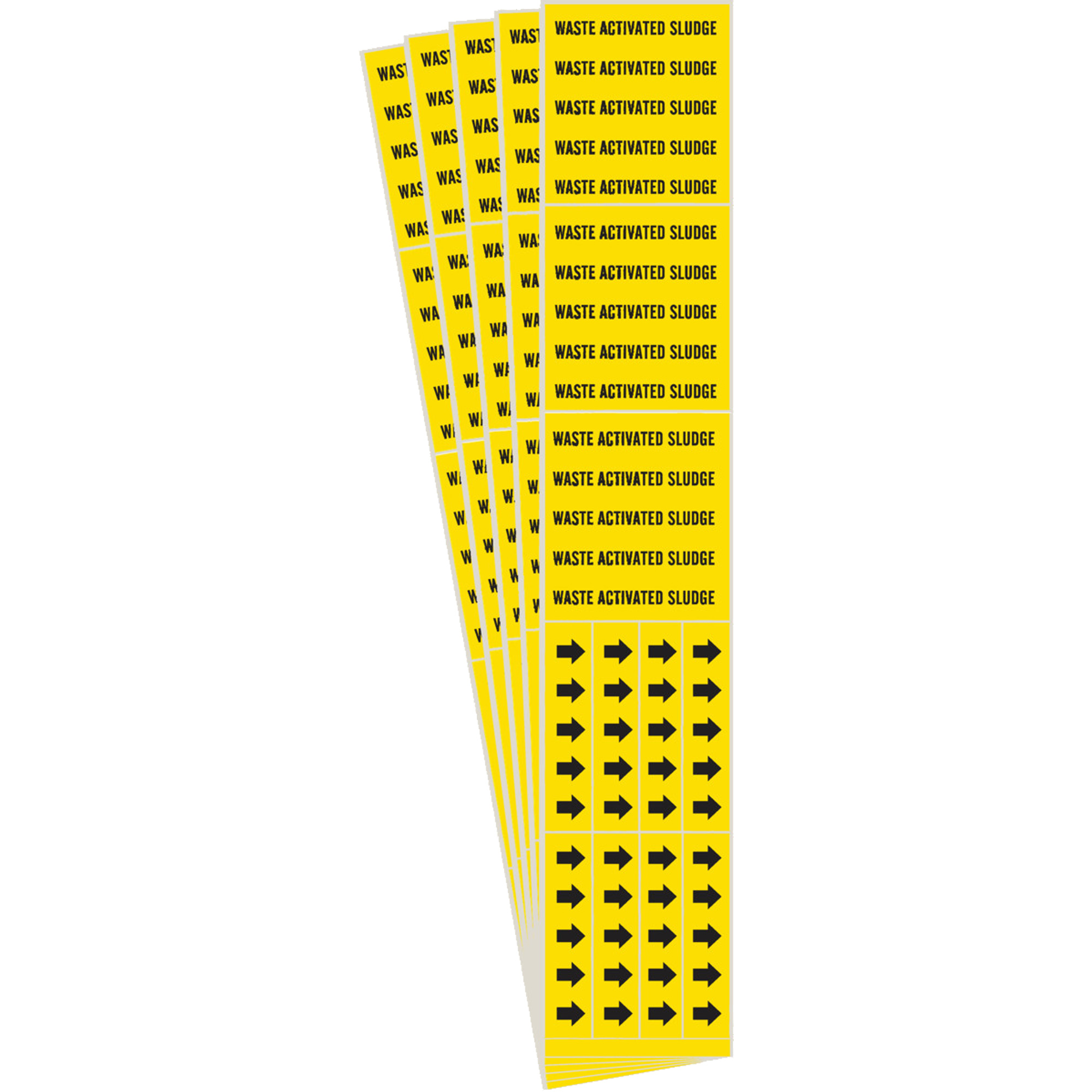 Marqueurs de tuyau «Waste Activated Sludge», Autocollant, 2-1/4" h x 2-3/4" la, Noir sur jaune