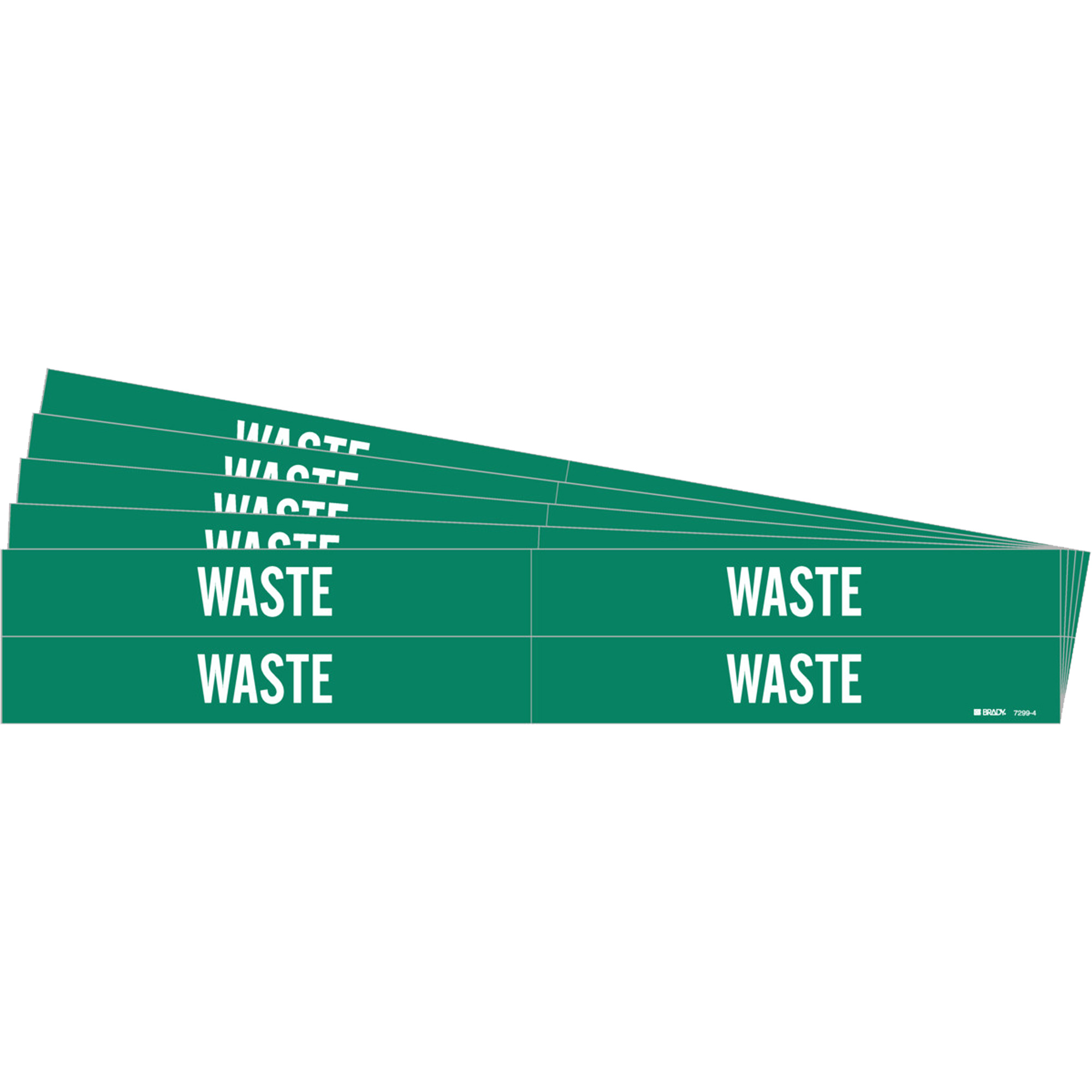 Marqueurs de tuyau «Waste», Autocollant, 1-1/8" h x 7" la, Blanc/vert