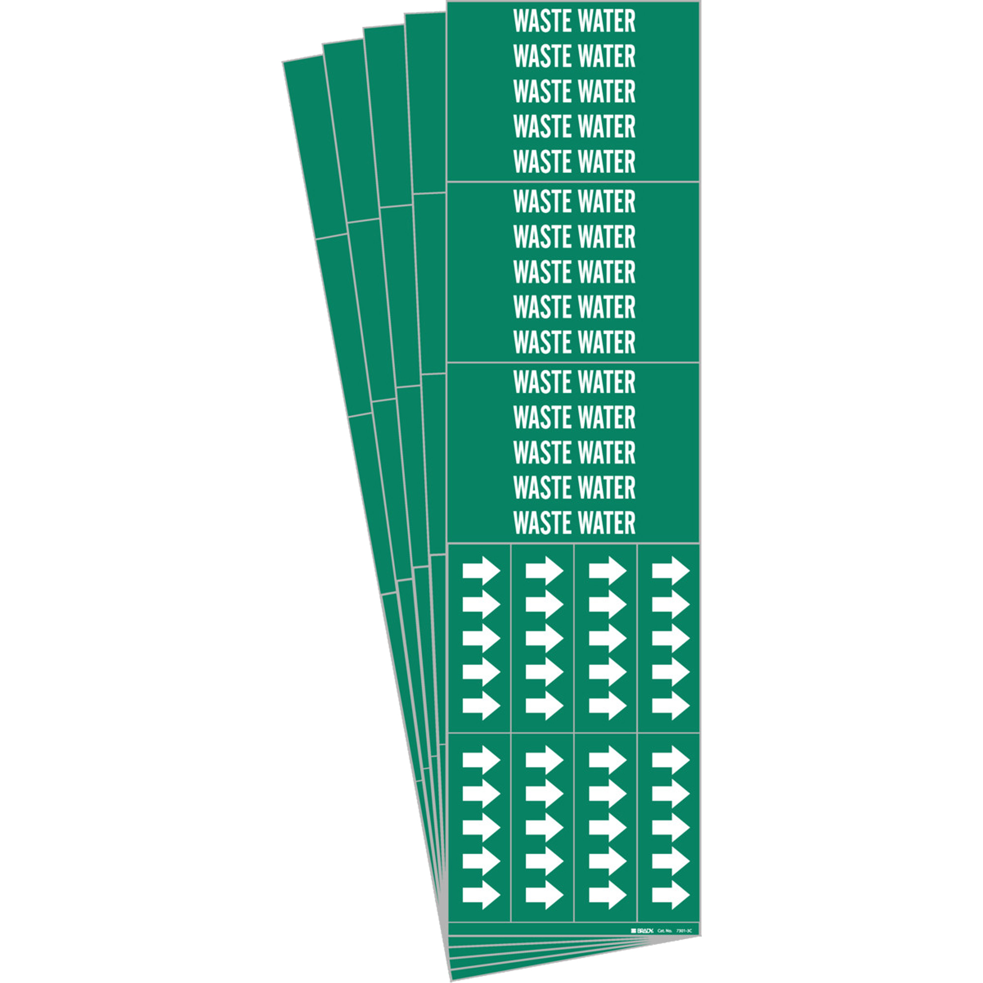 Marqueurs de tuyau «Waste Water», Autocollant, 2-1/4" h x 2-3/4" la, Blanc/vert