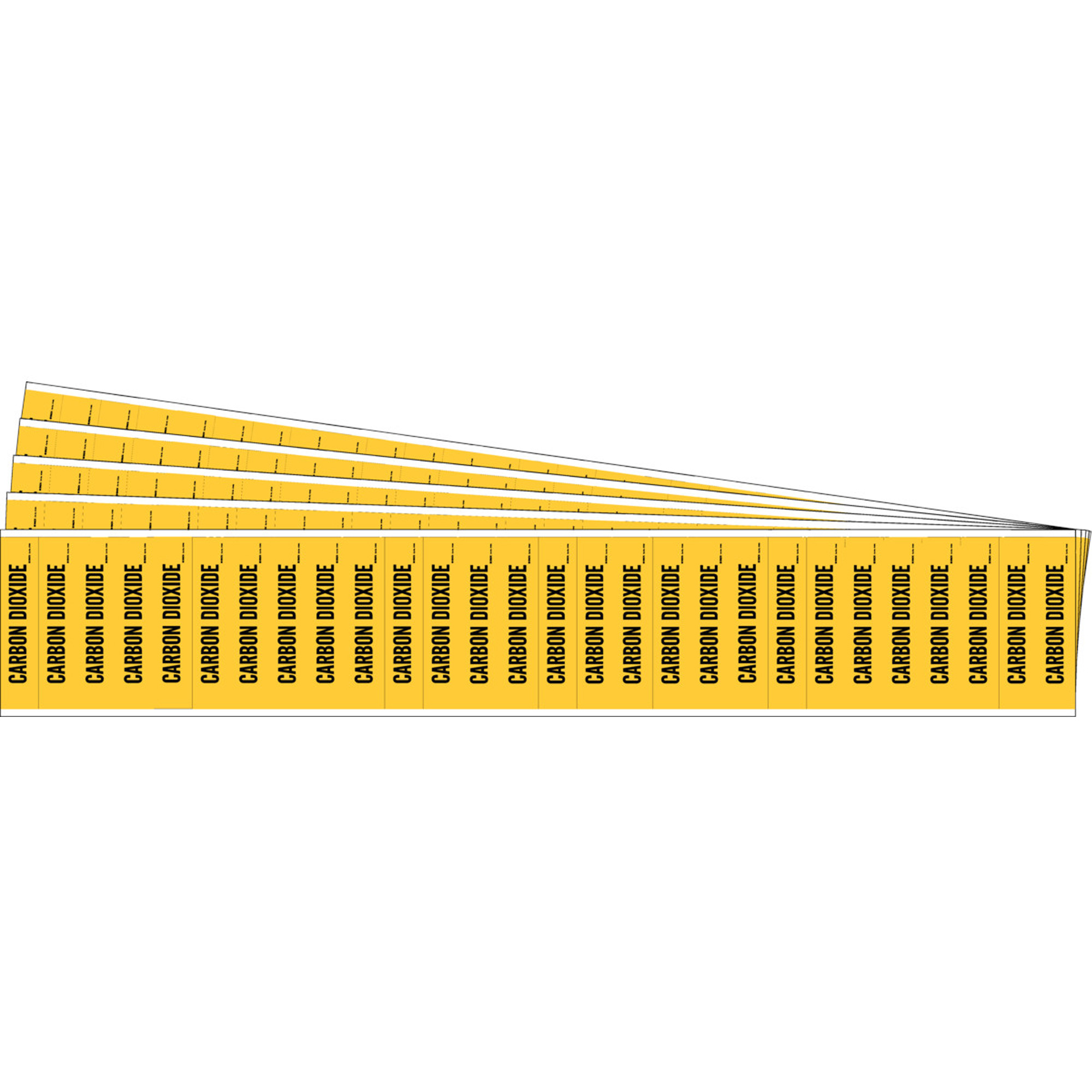 Marqueurs pour tuyau «Carbon Dioxide» pour semi-conducteurs et tuyaux de produits chimiques, Autocollant, 1/2" h x 2-1/4" la, Noir sur jaune