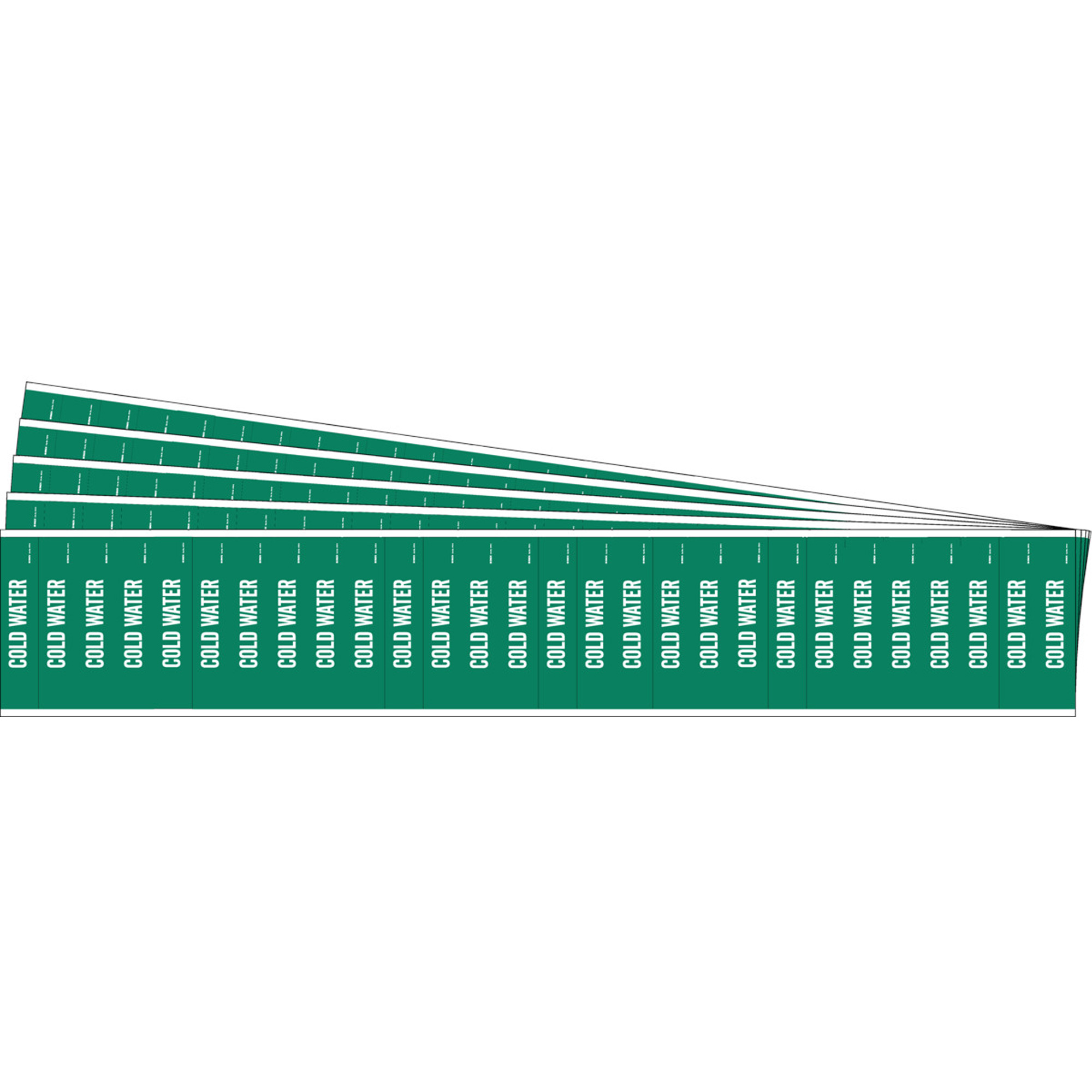 Marqueurs pour tuyau «Cold Water» pour semi-conducteurs et tuyaux de produits chimiques, Autocollant, 1/2" h x 2-1/4" la, Blanc/vert