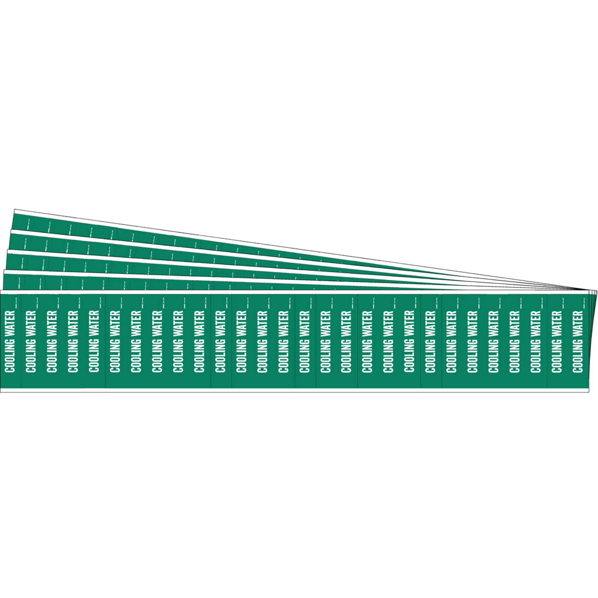 Marqueurs pour tuyau «Cooling Water» pour semi-conducteurs et tuyaux de produits chimiques, Autocollant, 1/2" h x 2-1/4" la, Blanc/vert