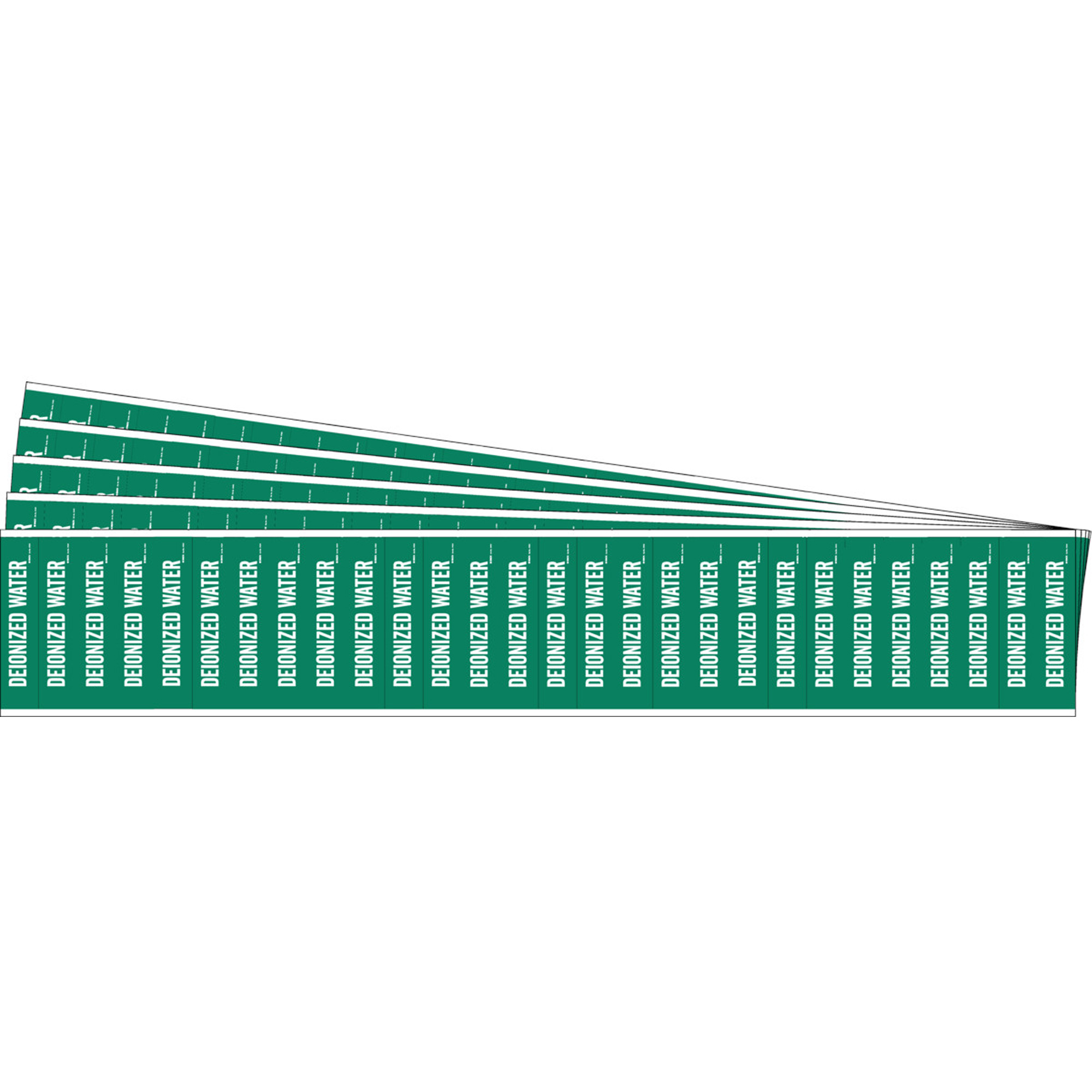 Marqueurs pour tuyau «Deionized Water» pour semi-conducteurs et tuyaux de produits chimiques, Autocollant, 1/2" h x 2-1/4" la, Blanc/vert