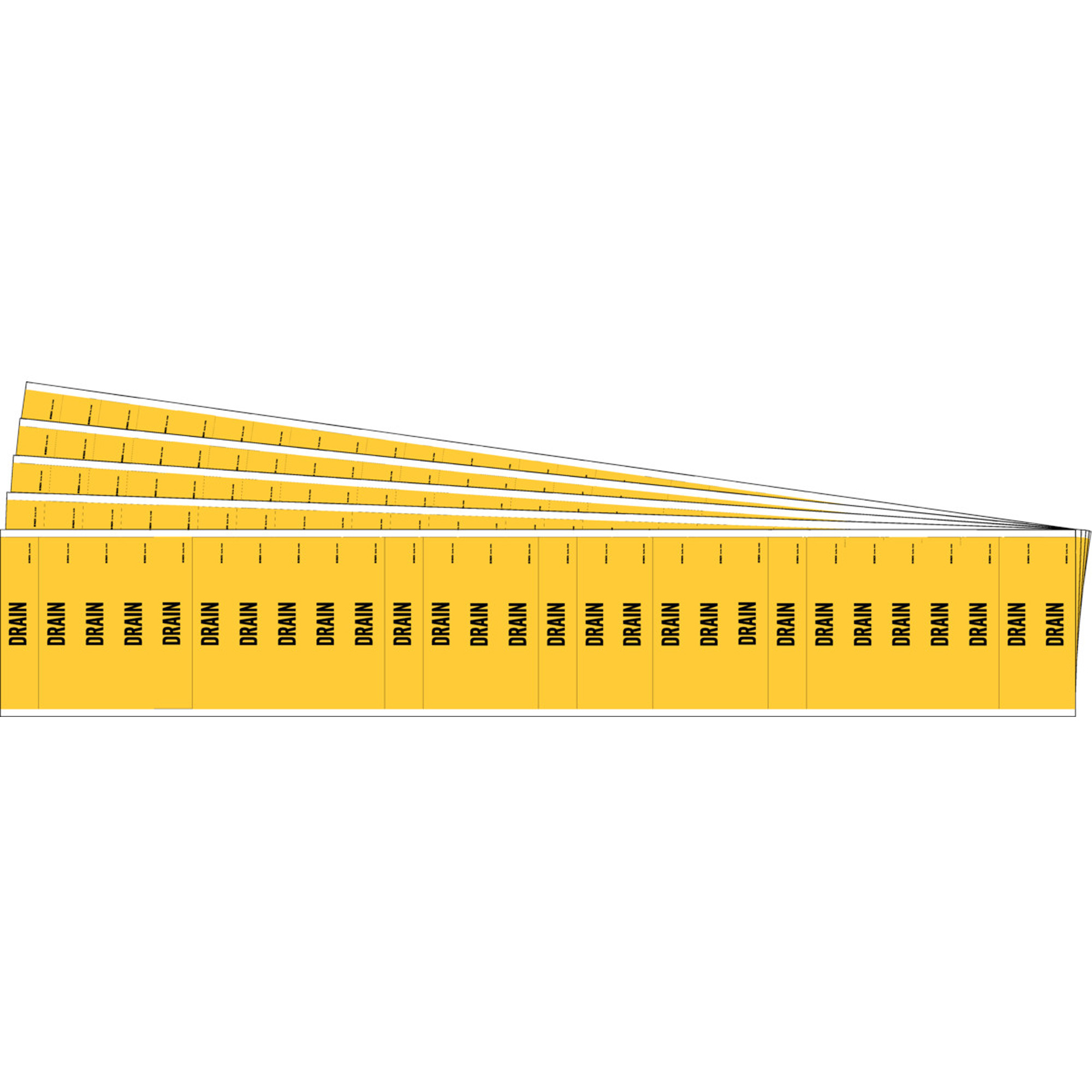 Marqueurs pour tuyau «Drain» pour semi-conducteurs et tuyaux de produits chimiques, Autocollant, 1/2" h x 2-1/4" la, Noir sur jaune