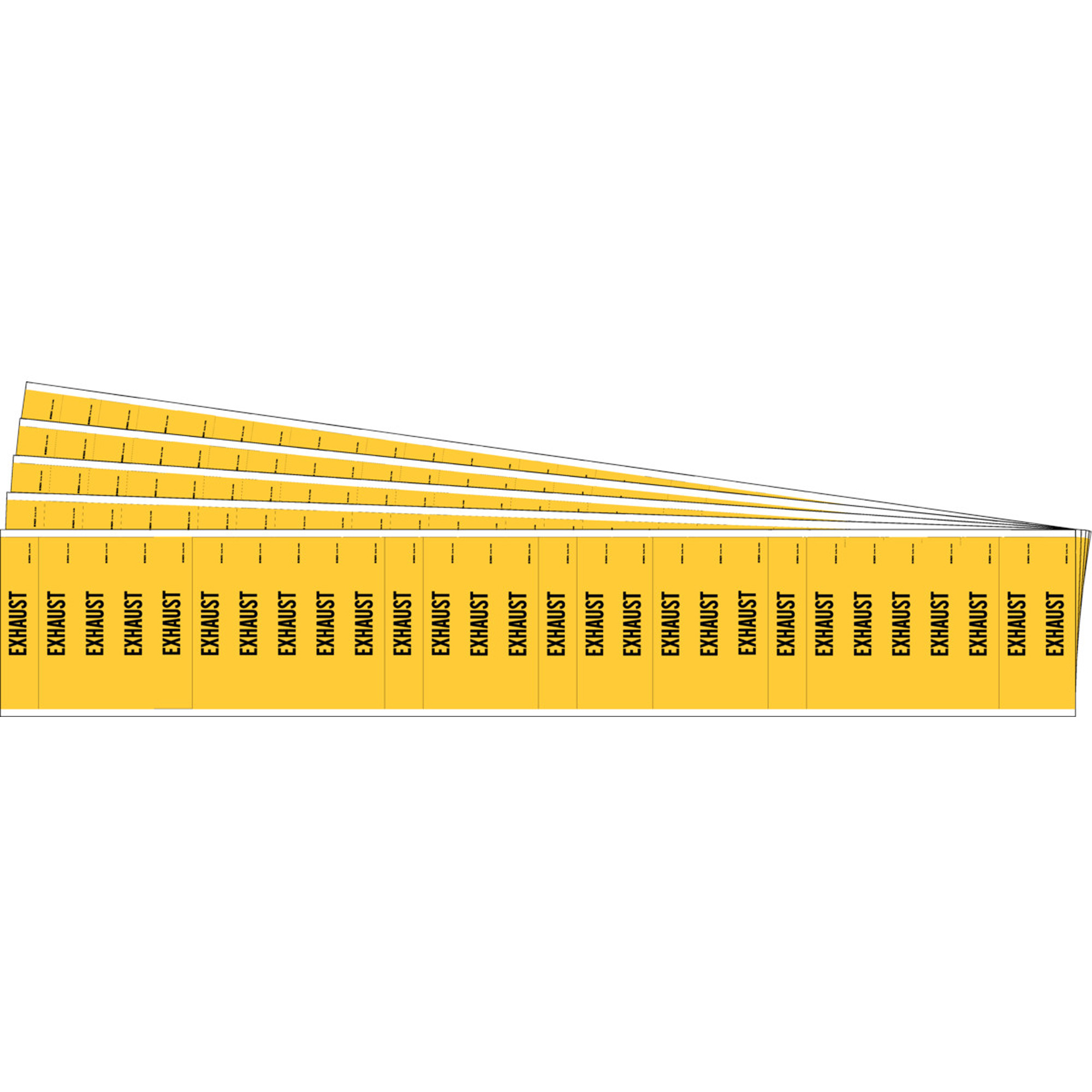 Marqueurs pour tuyau «Exhaust» pour semi-conducteurs et tuyaux de produits chimiques, Autocollant, 1/2" h x 2-1/4" la, Noir sur jaune