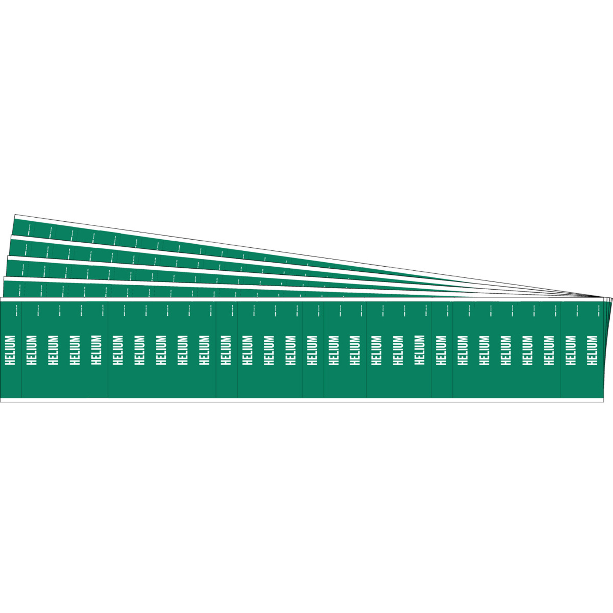 Marqueurs pour tuyau «Helium» pour semi-conducteurs et tuyaux de produits chimiques, Autocollant, 1/2" h x 2-1/4" la, Blanc/vert