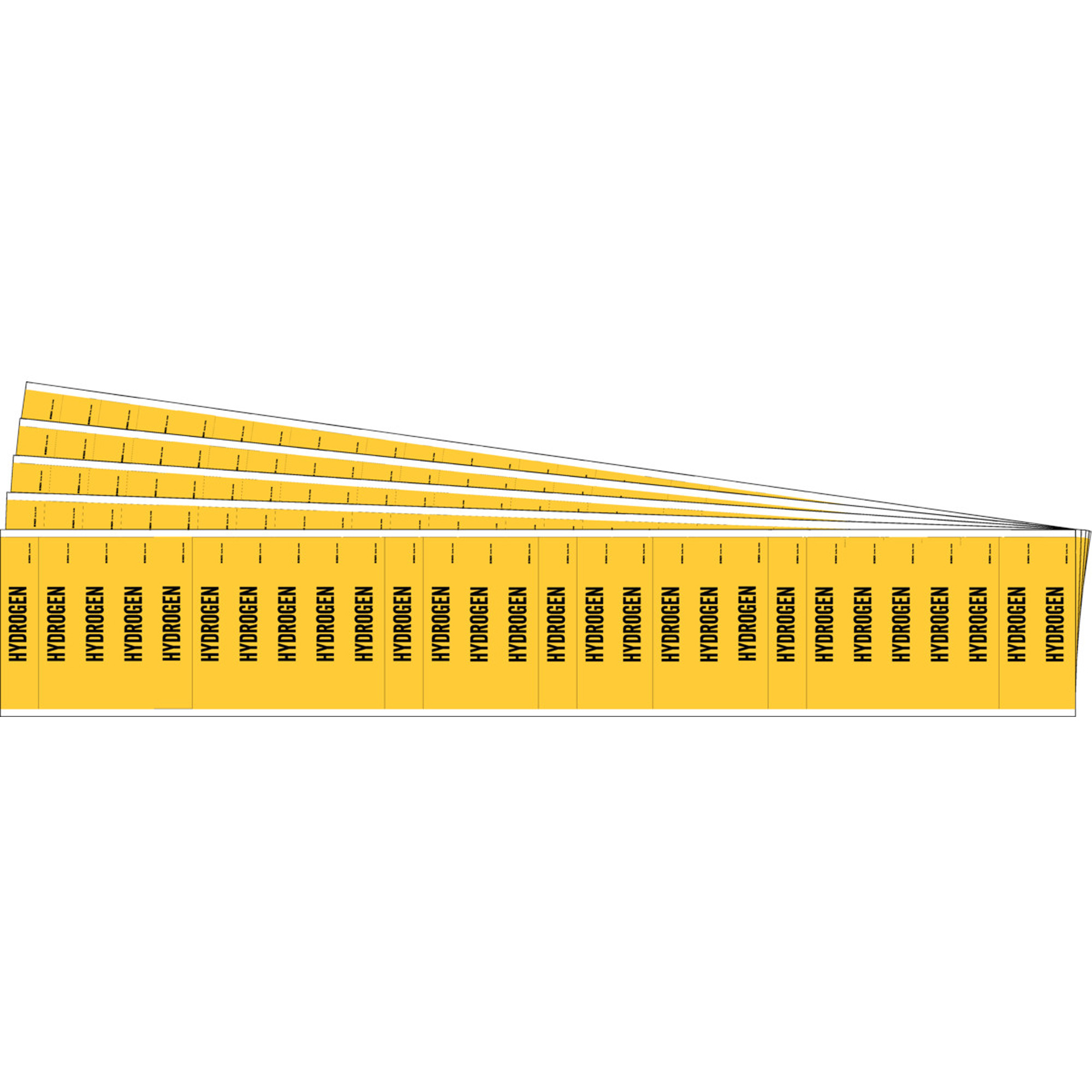 Marqueurs pour tuyau «Hydrogen» pour semi-conducteurs et tuyaux de produits chimiques, Autocollant, 1/2" h x 2-1/4" la, Noir sur jaune