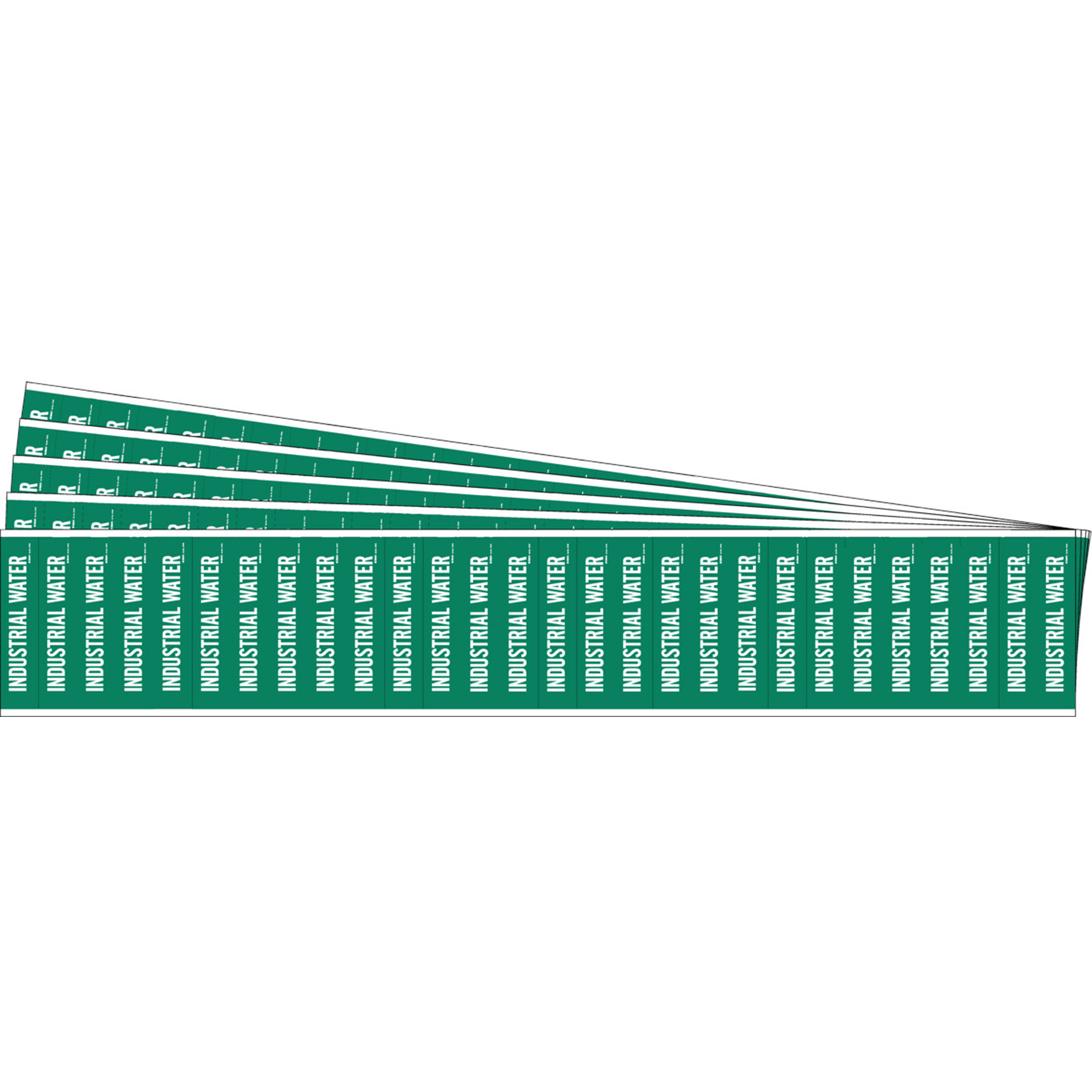 Marqueurs pour tuyau «Industrial Water» pour semi-conducteurs et tuyaux de produits chimiques, Autocollant, 1/2" h x 2-1/4" la, Blanc/vert