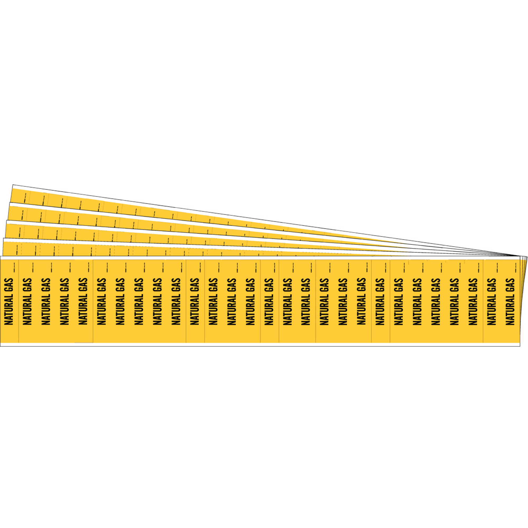 Marqueurs pour tuyau «Natural Gas» pour semi-conducteurs et tuyaux de produits chimiques, Autocollant, 1/2" h x 2-1/4" la, Noir sur jaune