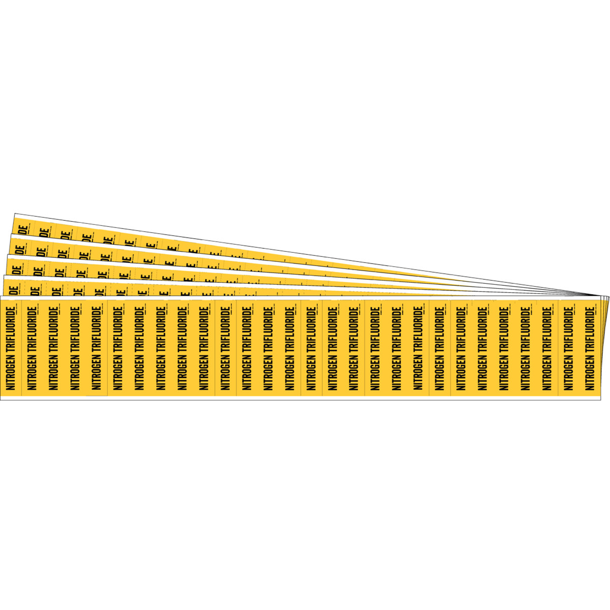 Marqueurs pour tuyau «Nitrogen Trifluoride» pour semi-conducteurs et tuyaux de produits chimiques, Autocollant, 1/2" h x 2-1/4" la, Noir sur jaune