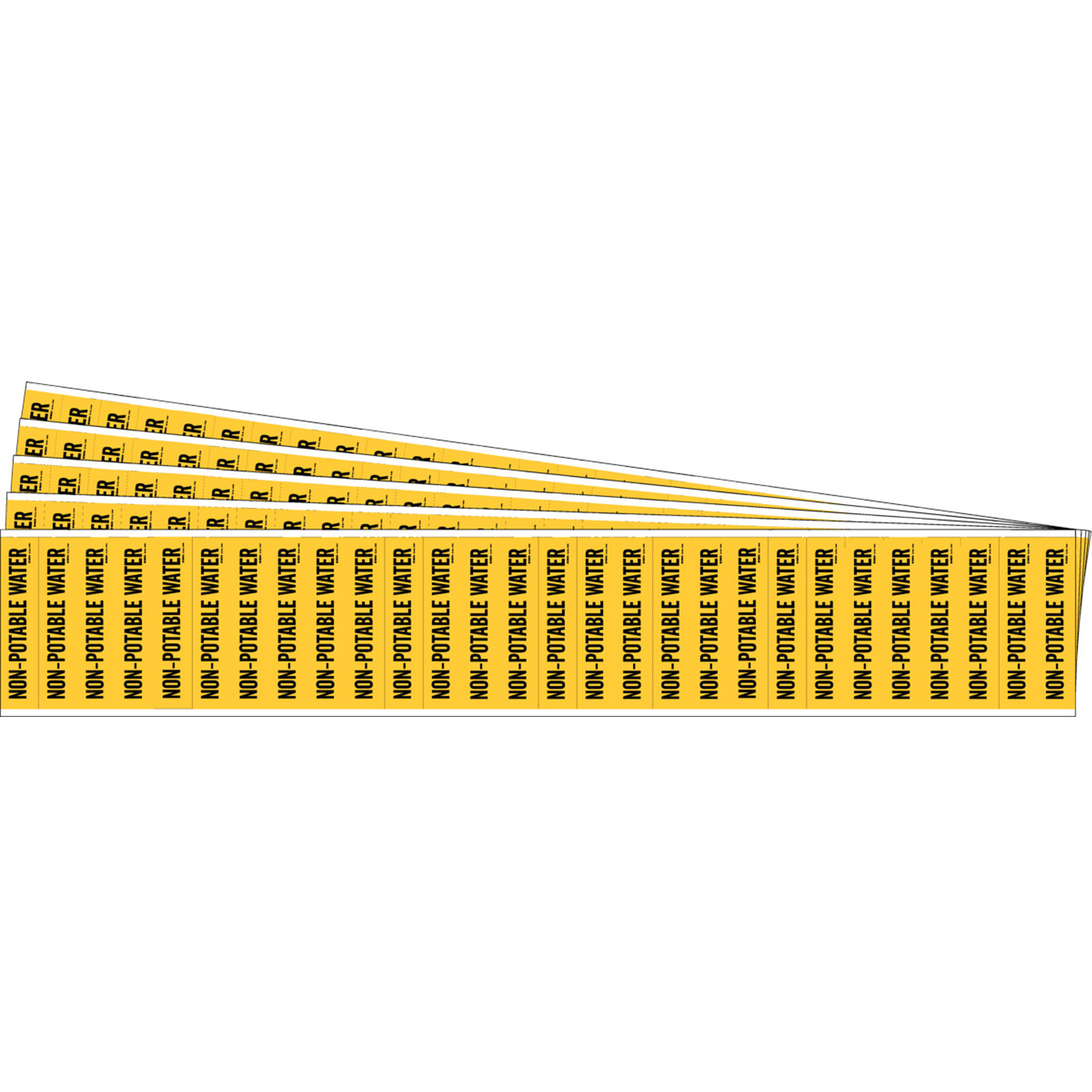 Marqueurs pour tuyau «Non-Potable Water» pour semi-conducteurs et tuyaux de produits chimiques, Autocollant, 1/2" h x 2-1/4" la, Noir sur jaune