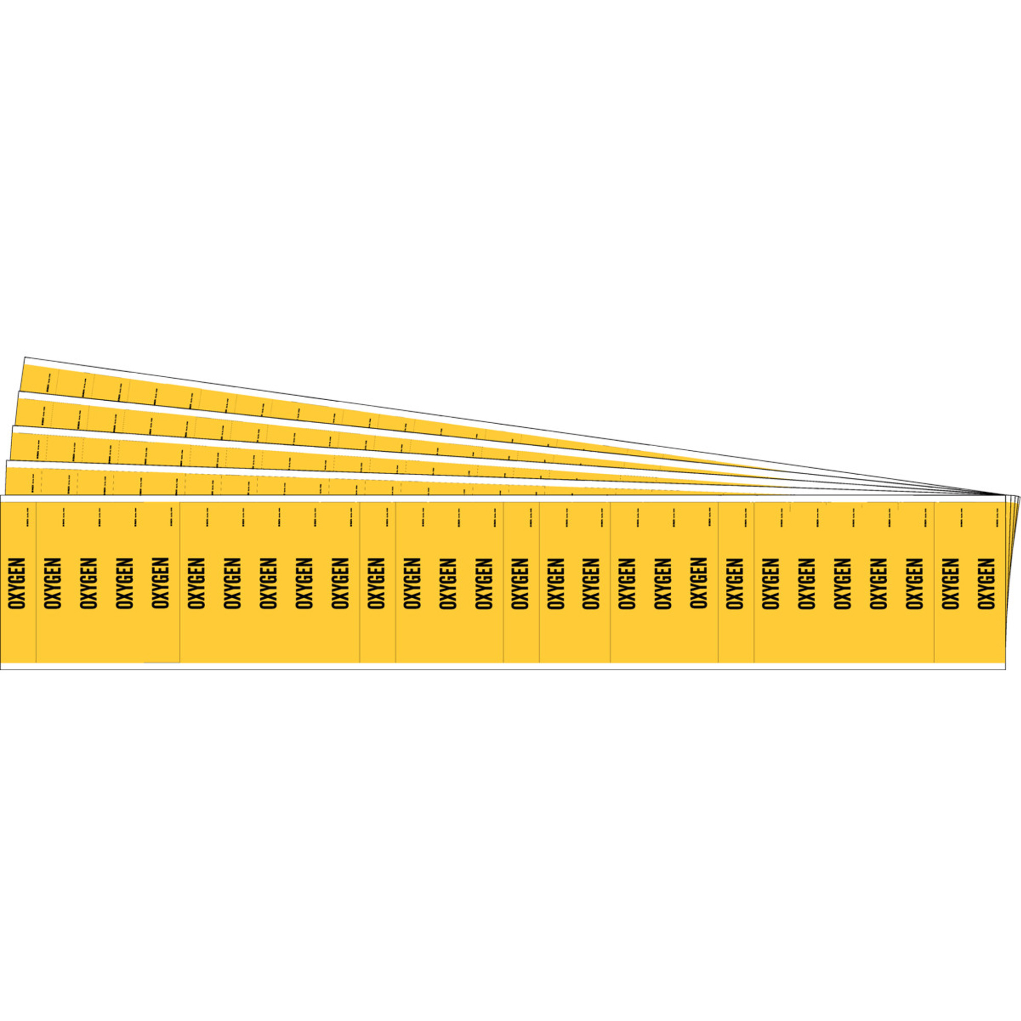 Marqueurs pour tuyau «Oxygen» pour semi-conducteurs et tuyaux de produits chimiques, Autocollant, 1/2" h x 2-1/4" la, Noir sur jaune