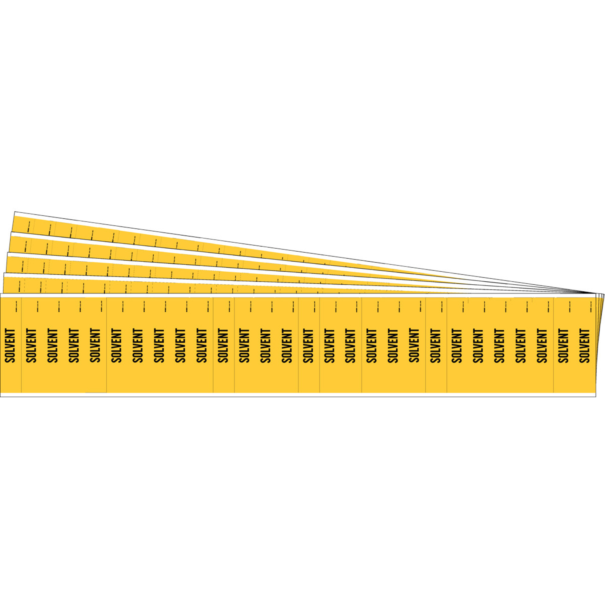 Marqueurs pour tuyau «Solvent» pour semi-conducteurs et tuyaux de produits chimiques, Autocollant, 1/2" h x 2-1/4" la, Noir sur jaune