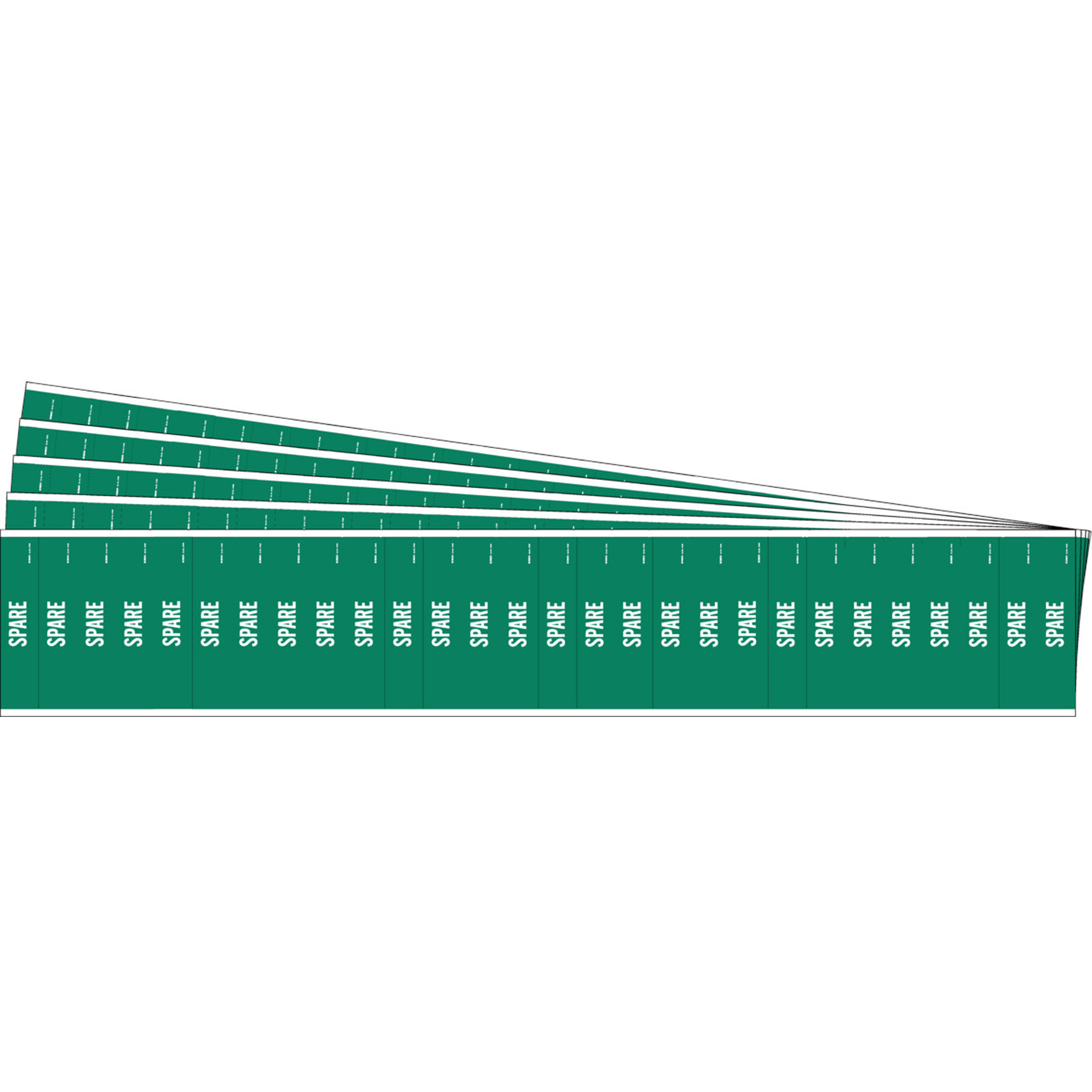 Marqueurs pour tuyau «Spare» pour semi-conducteurs et tuyaux de produits chimiques, Autocollant, 1/2" h x 2-1/4" la, Blanc/vert