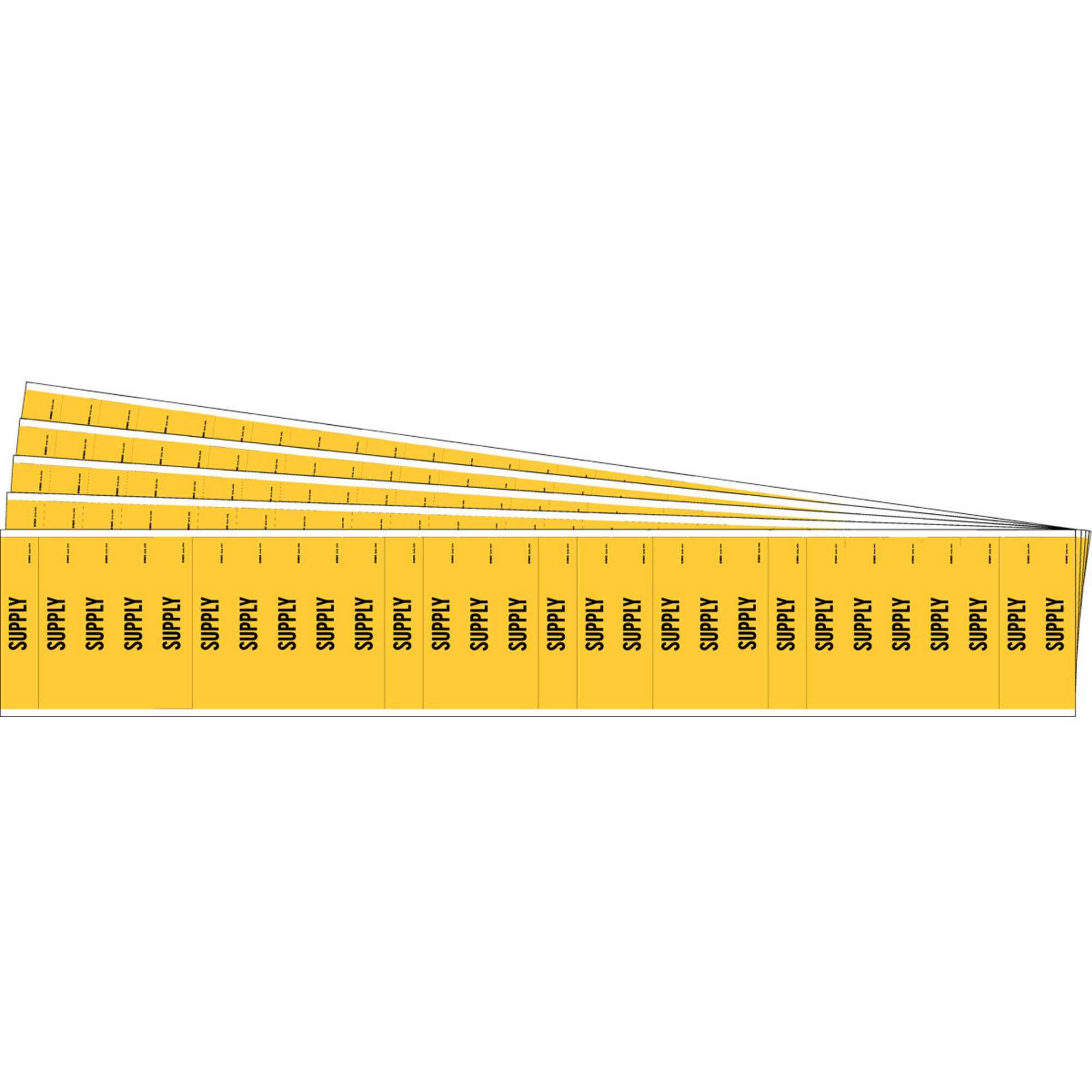 Marqueurs pour tuyau «Supply» pour semi-conducteurs et tuyaux de produits chimiques, Autocollant, 1/2" h x 2-1/4" la, Noir sur jaune