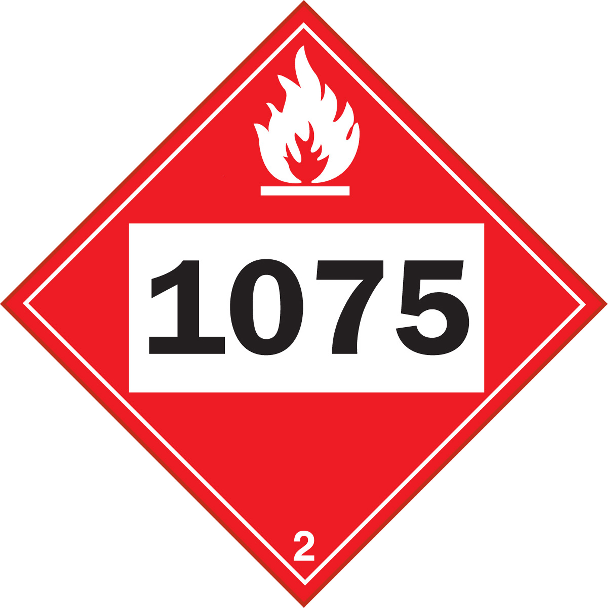 Plaque-étiquette TMD 1075 pour gaz inflammable oxygène liquéfié, Plastique