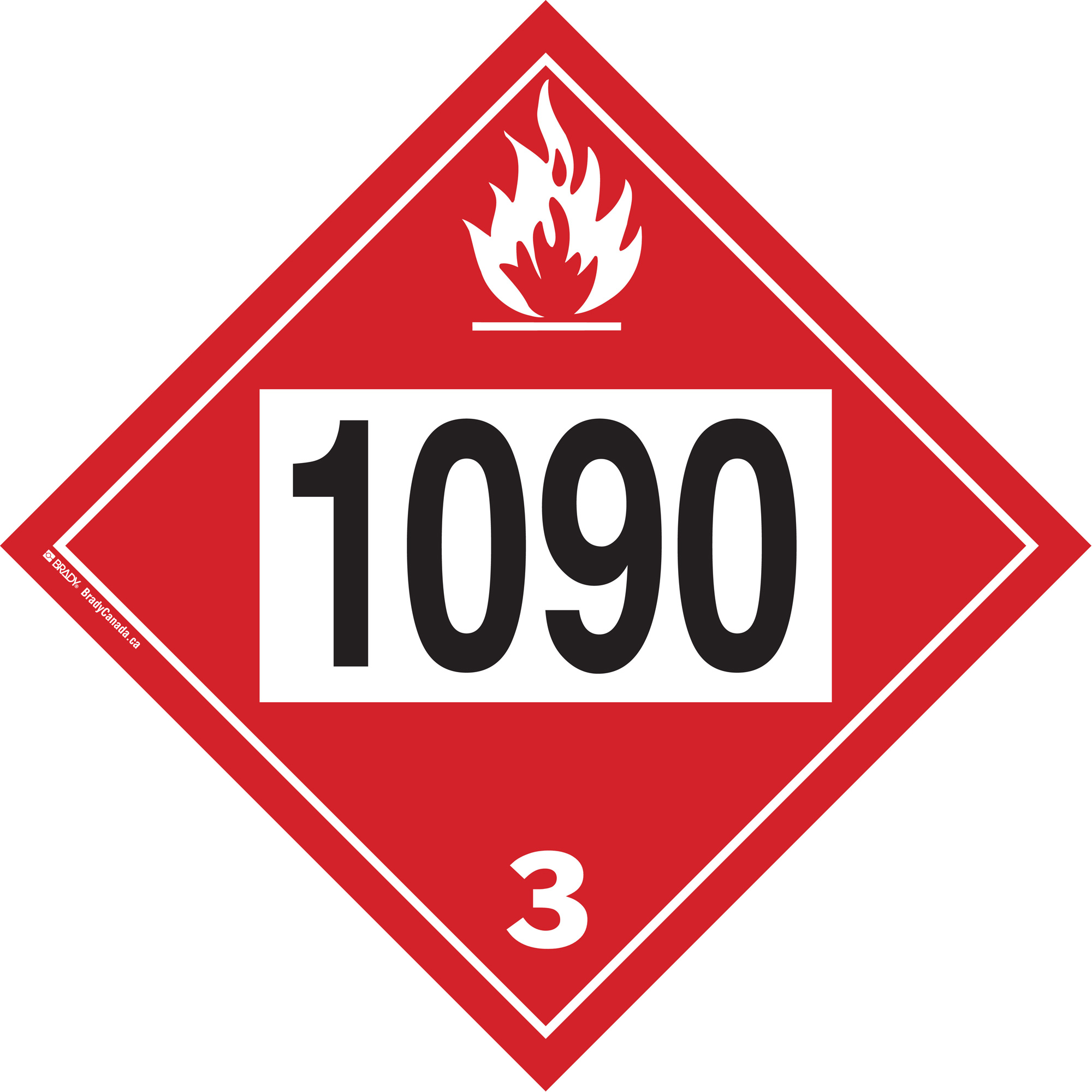Plaque-étiquette TMD 1090 pour liquide inflammable acétone, Plastique