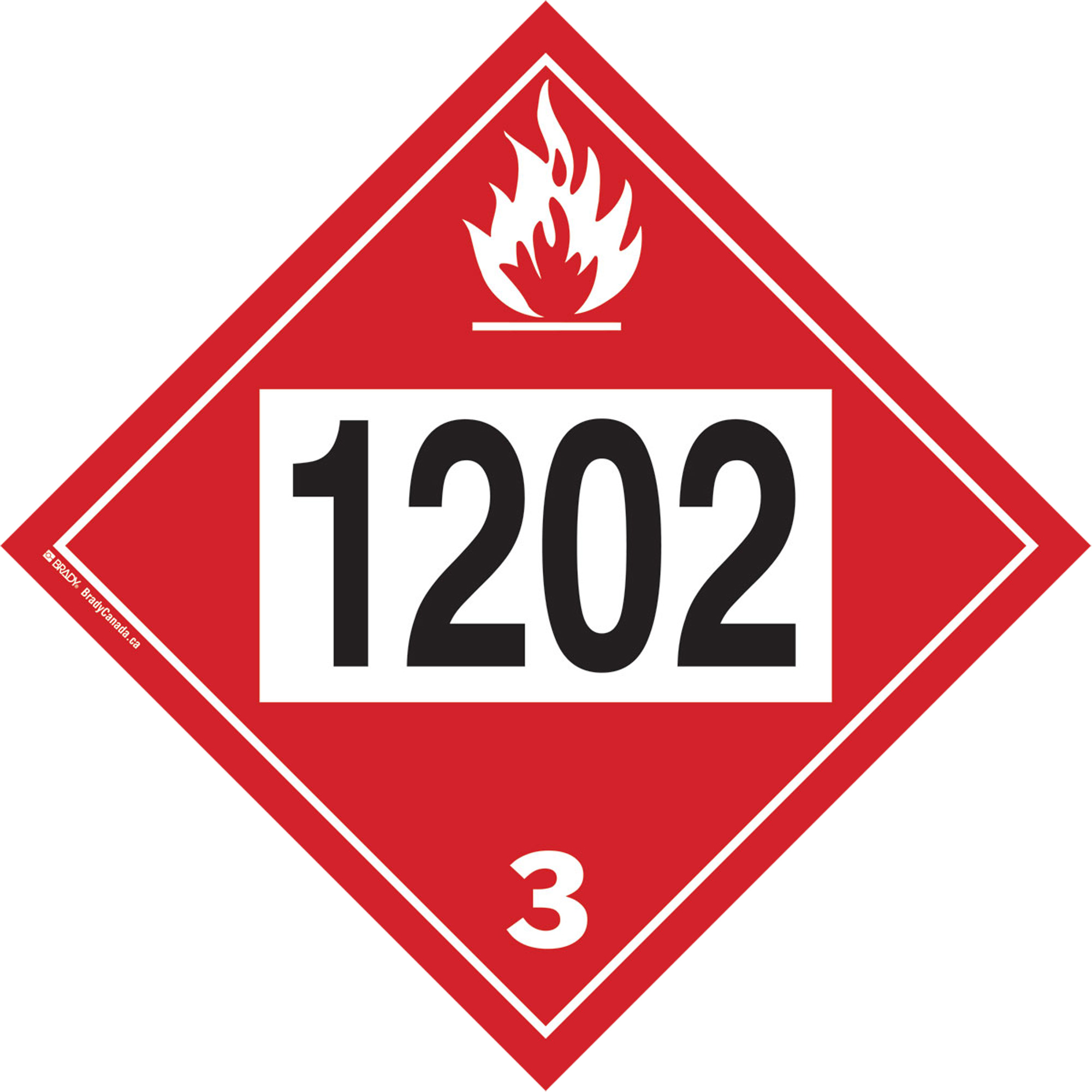 Plaque-étiquette TMD 1202 pour liquide inflammable huile combustible, Plastique