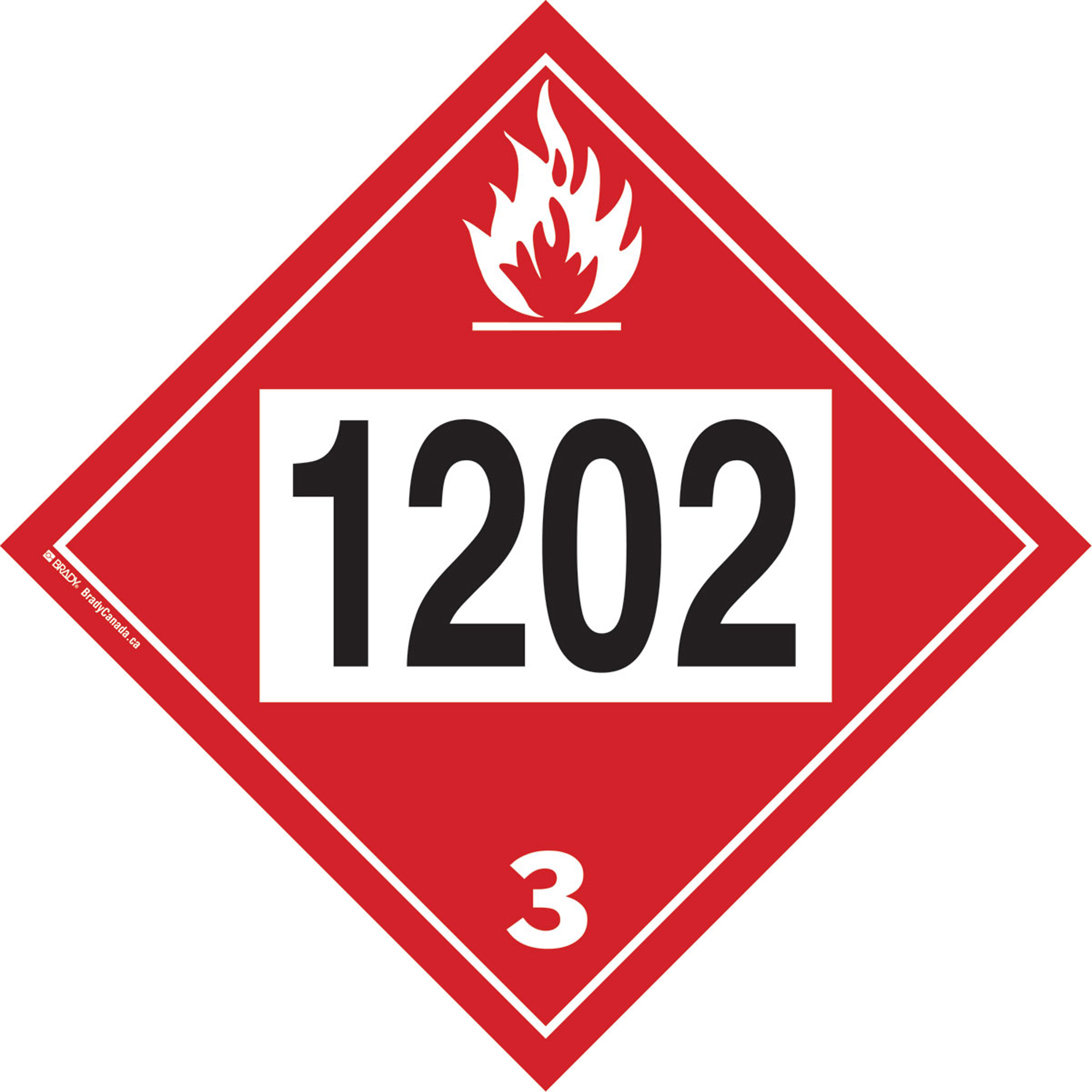 Plaque-étiquette TMD 1202 pour liquide inflammable huile combustible, Plastique/Vinyle