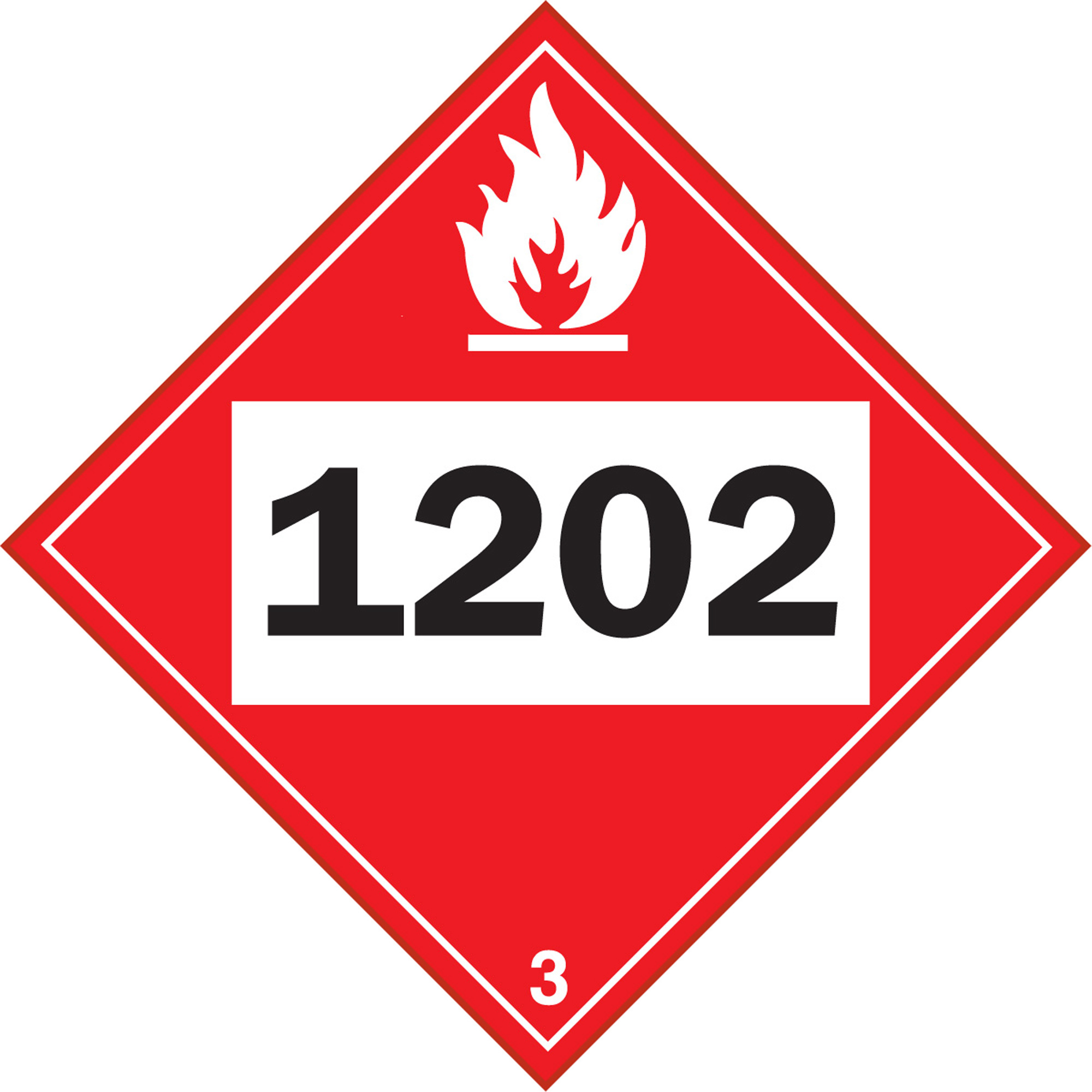 Plaque-étiquette TMD 1202 pour liquide inflammable huile combustible, Vinyle adhésif/Plastique